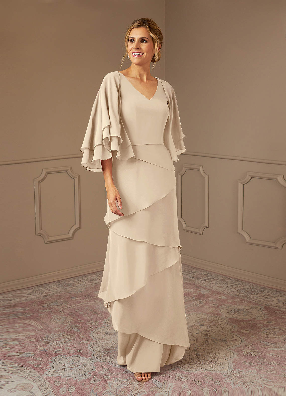 Champagne Tweedelige Jurk Galajurk Feestjurk Bruidsmeisjes Jurk