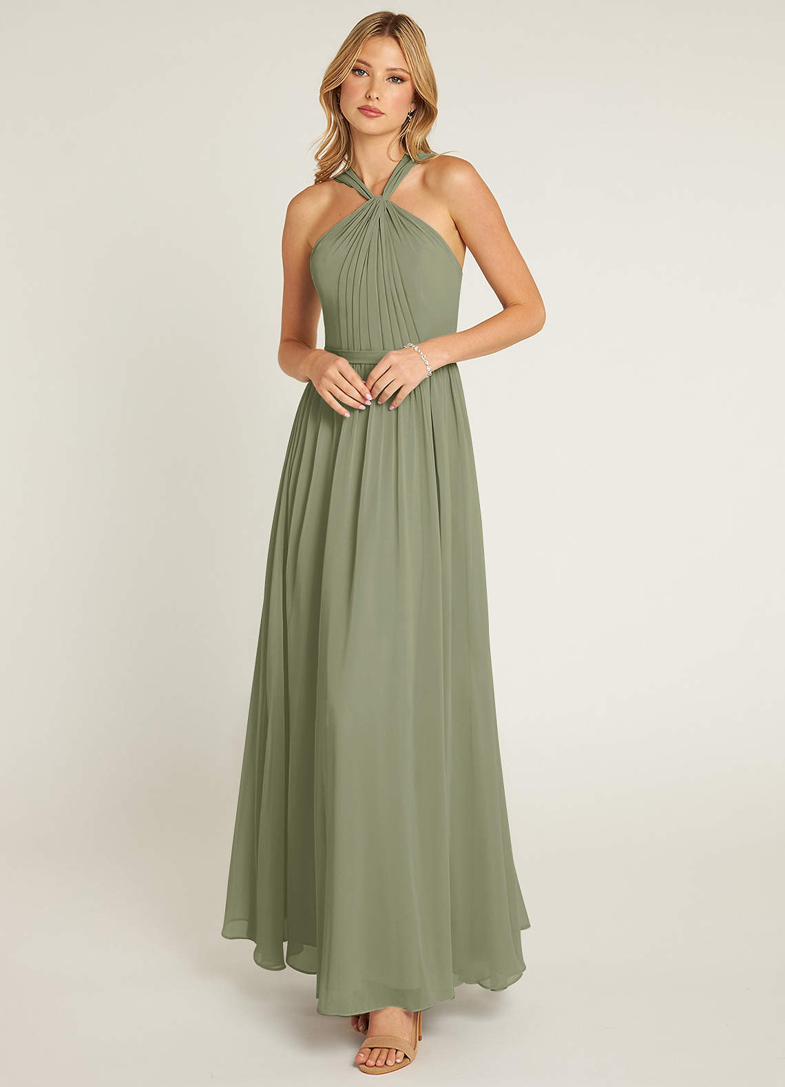 Azazie Jacey At-home Try On Dresses Desert Rose A-Line Pleated Chiffon Dress image1