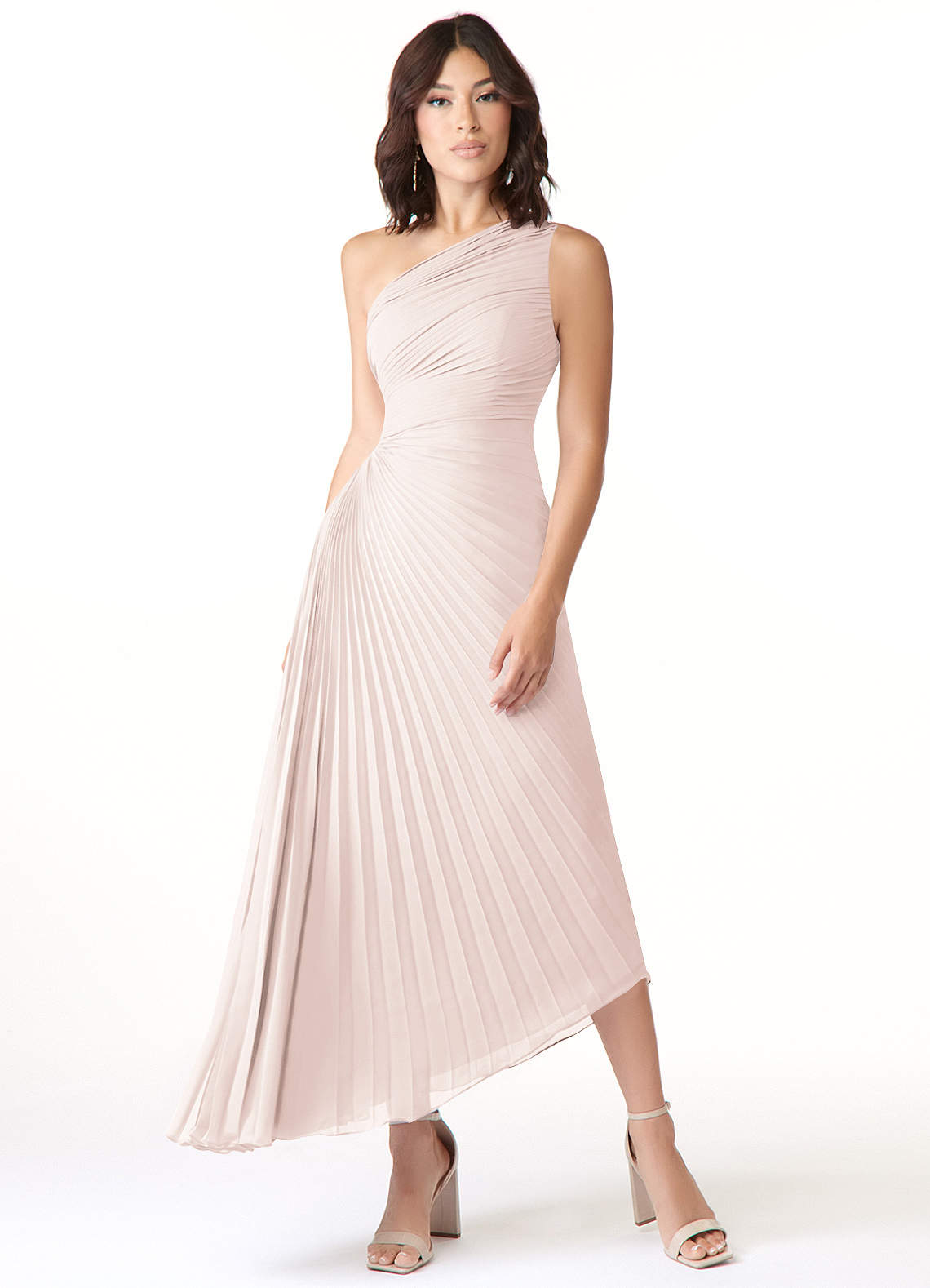 Azazie Kirra Bridesmaid Dresses Rose Petal A-Line One Shoulder Chiffon Dress image1