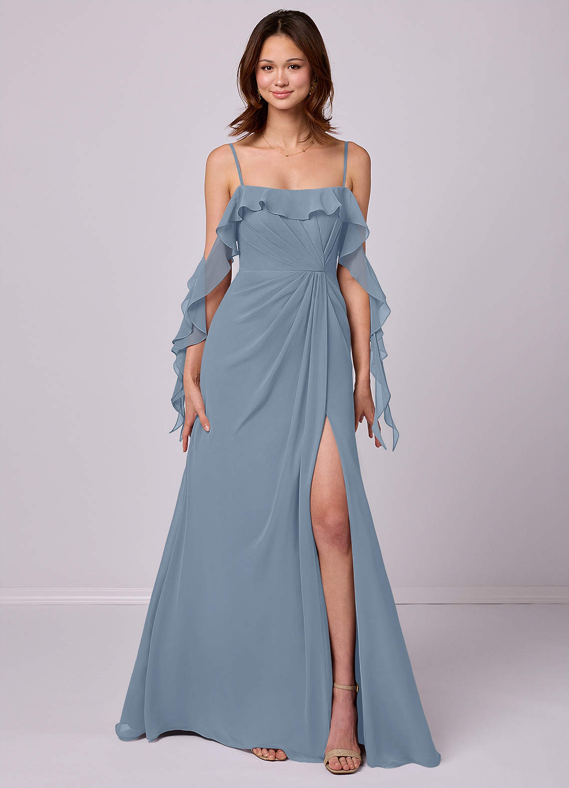 Barbie ♥ Azazie Bridesmaid Dresses A-Line Off the Shoulder Chiffon Floor-Length Dress image11
