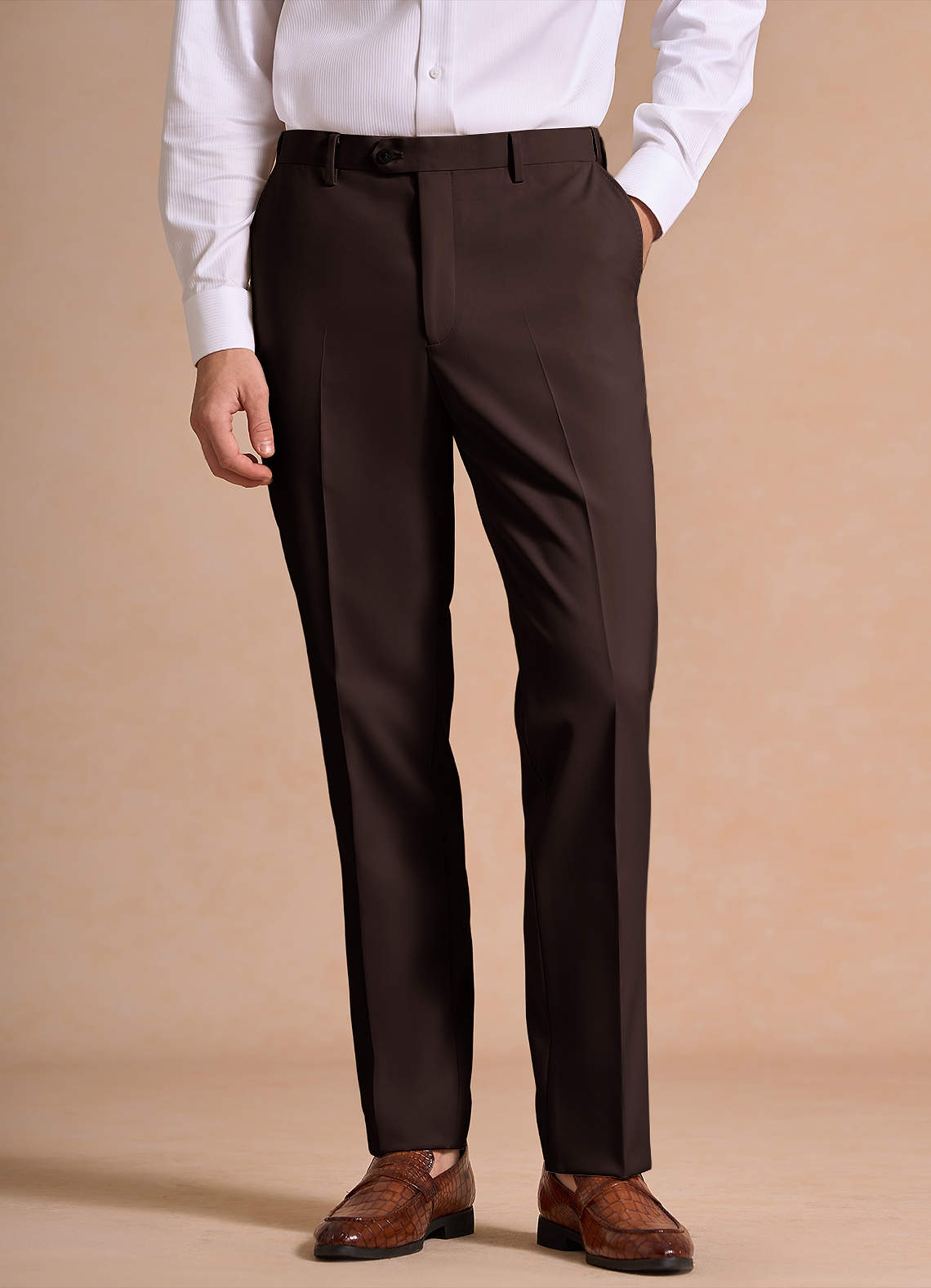 front James Ganache Structured Stretch Dress Pants