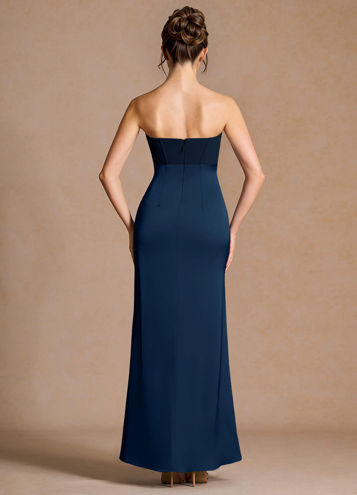 knee length dresses for ladies Blue Ditsy Floral Dress | Strapless Maxi Dress main image 0