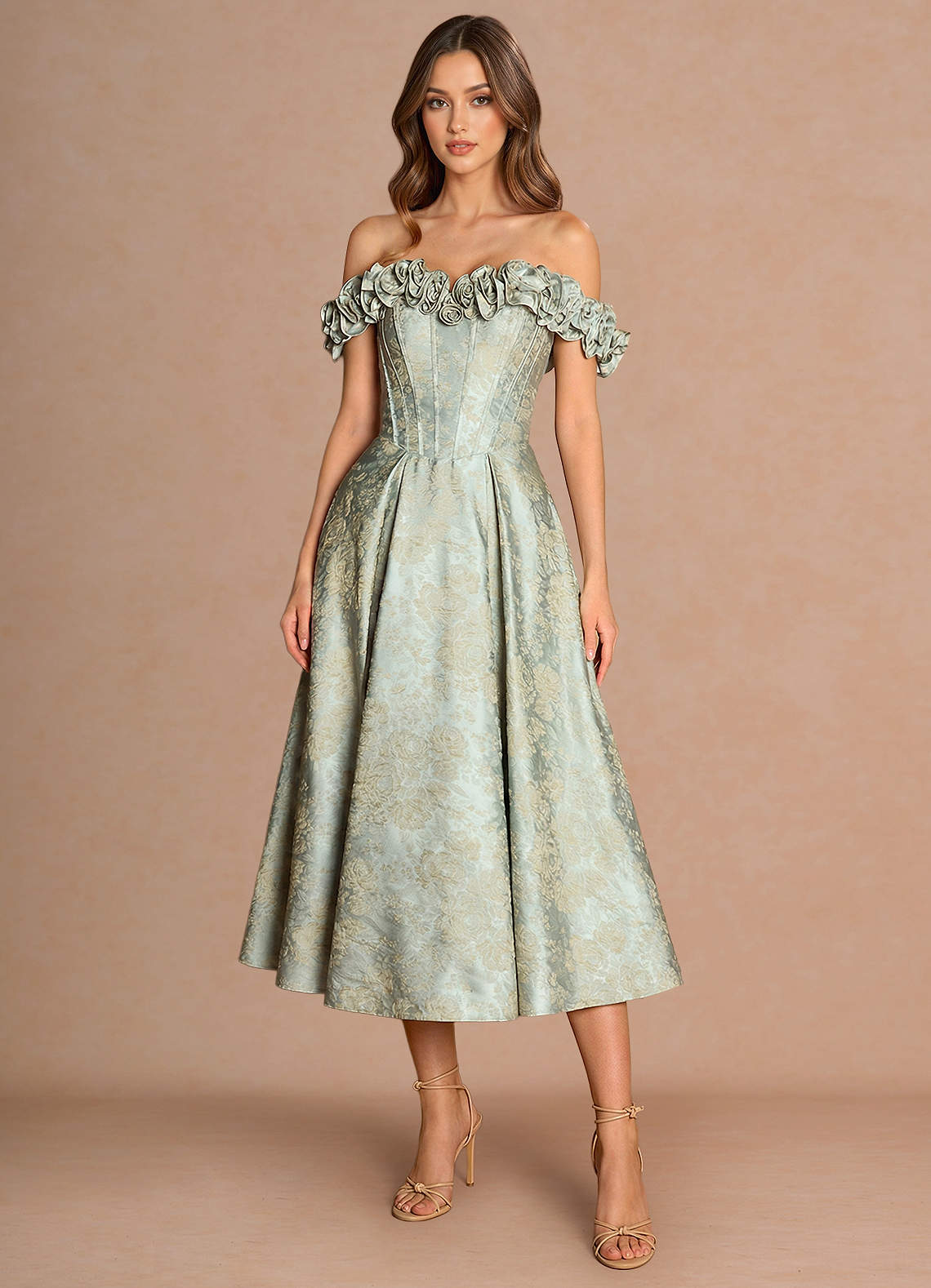 Zora Vintage Blue Midi Dress | Azazie