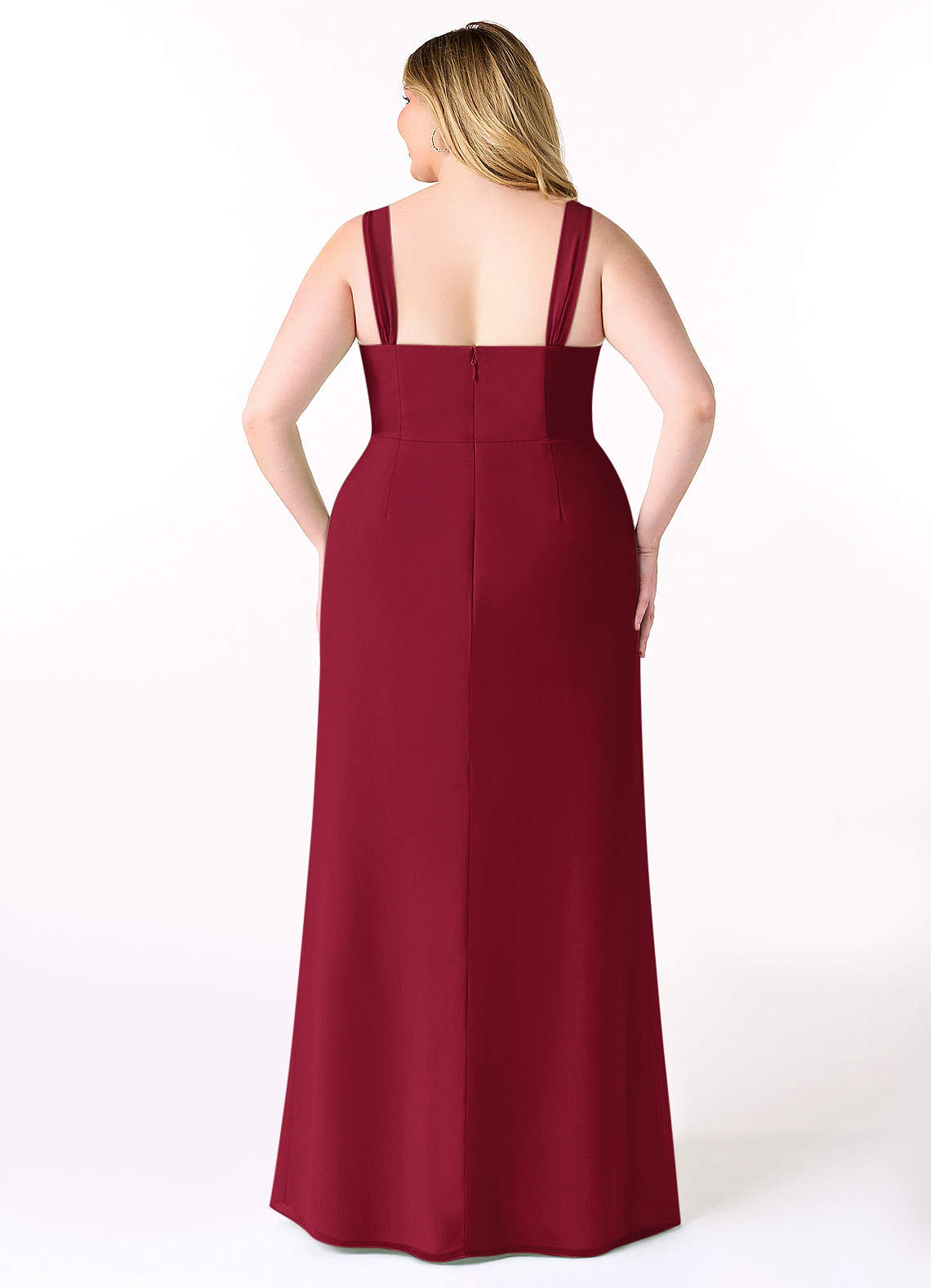 Azazie Denice Jurken voor bruidsmeisjes Jurk van Chiffon met Kolom Geplooid Bourgondië image9