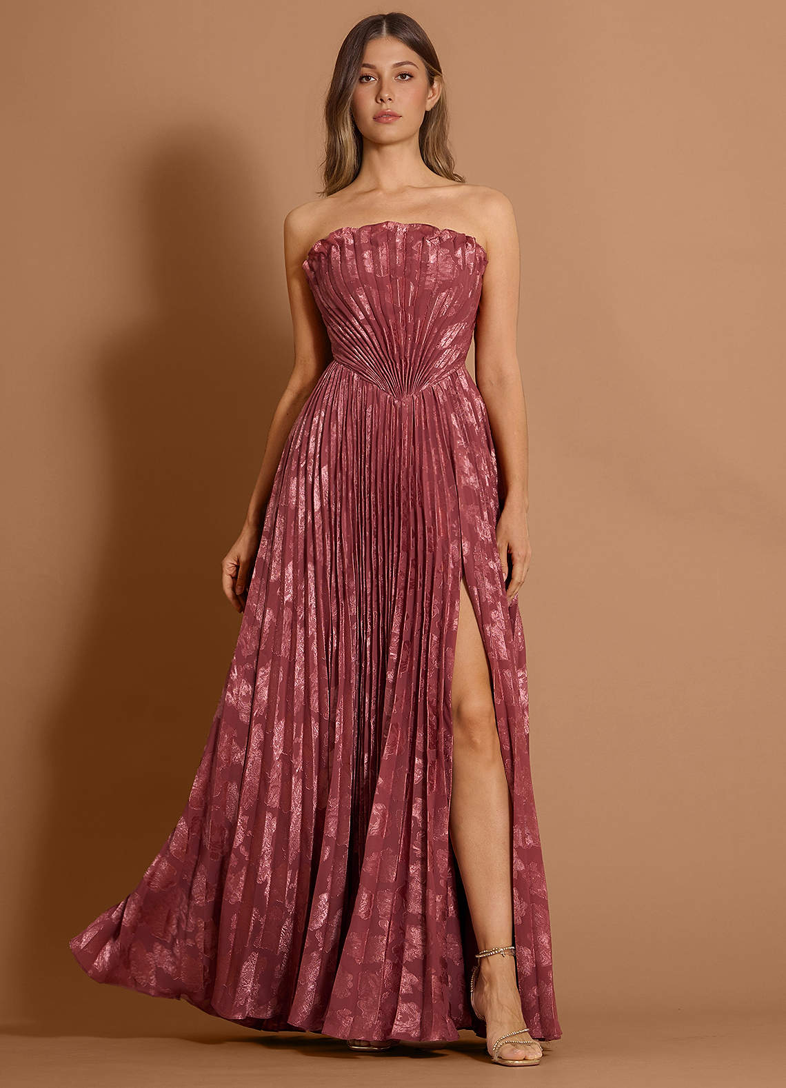 apricot floral maxi dress Apricot Botanical Abstract Print Halter Maxi Dress