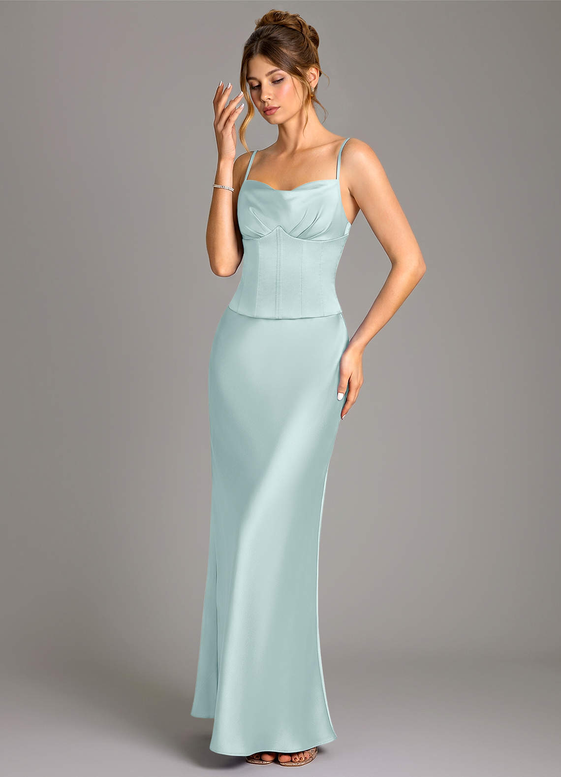 reverie bridesmaid dress Azazie Mist Stretch Satin Dresses Ball gown
