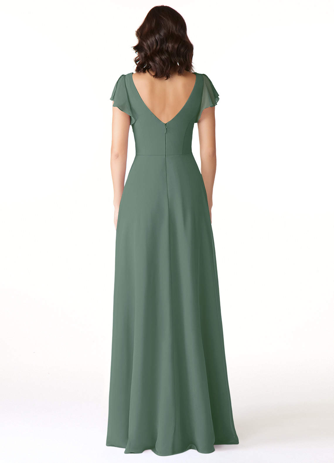 Azazie Omari Bridesmaid Dresses Eucalyptus A-Line Chiffon Dress image4