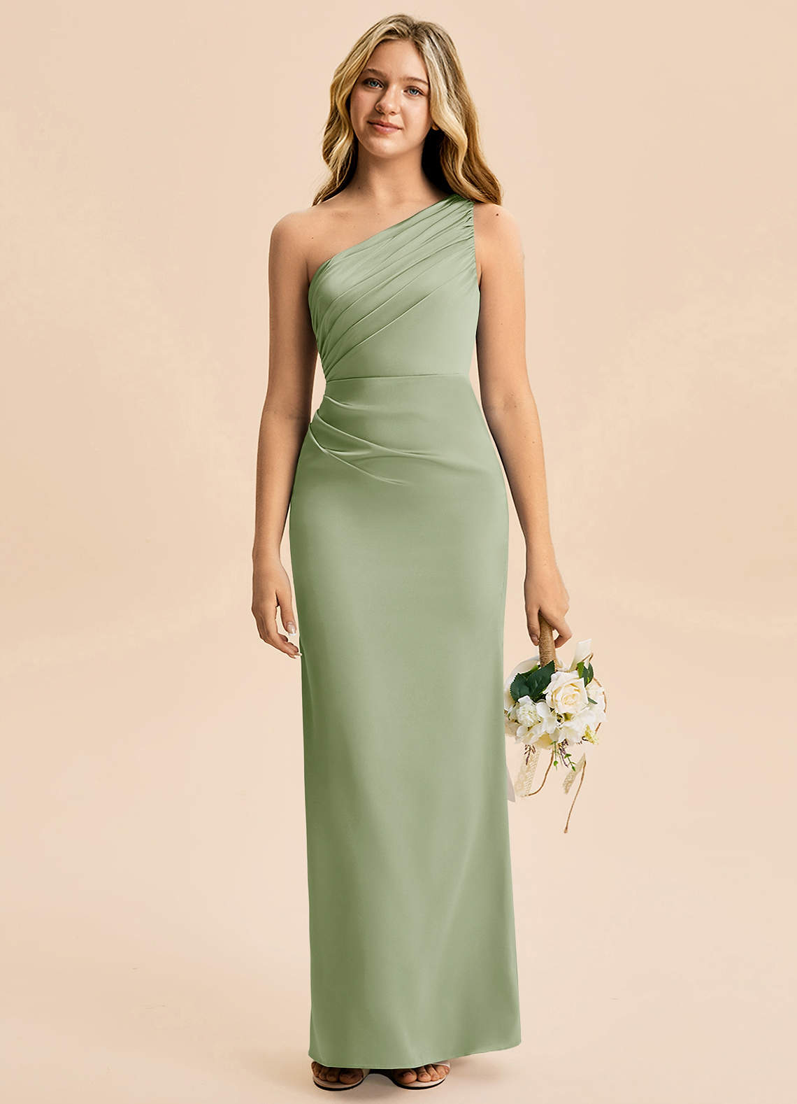 dusty sage junior bridesmaid dresses Azazie Akilah Junior