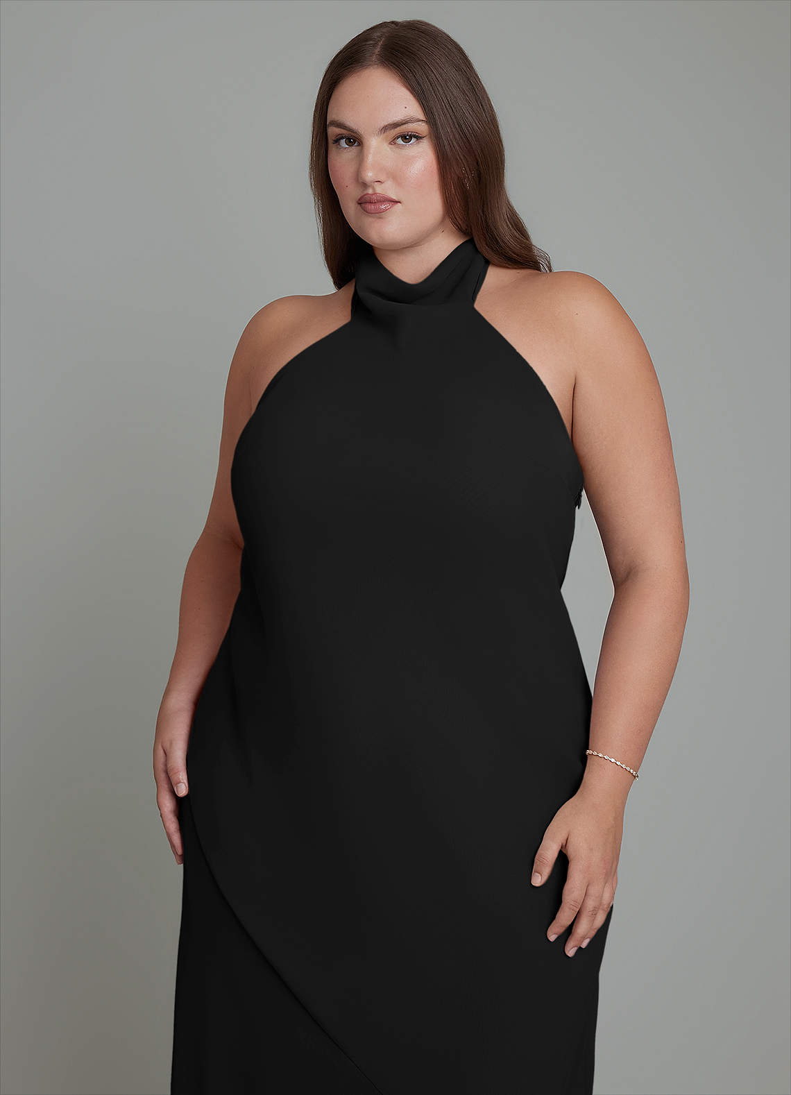 Azazie Velli Bridesmaid Dresses Black Mermaid High Neck Chiffon Dress image8