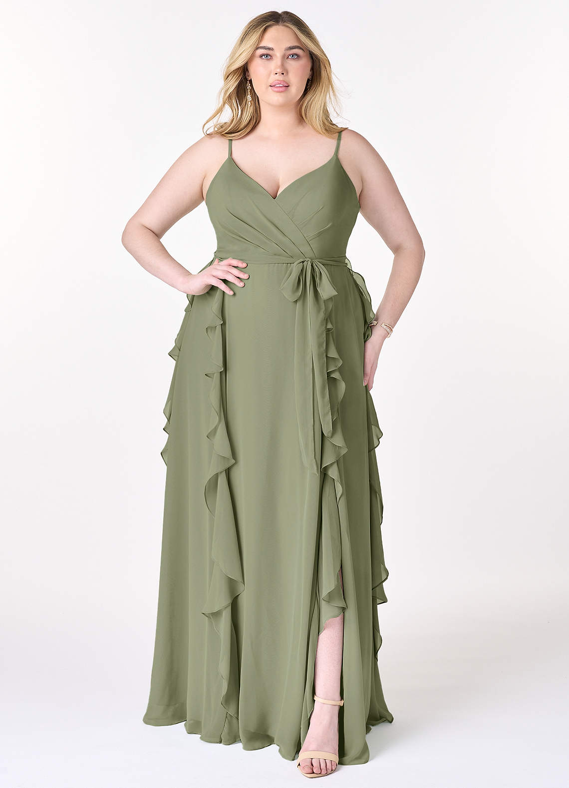 Azazie Peyton Pistachio Chiffon Bridesmaid Dresses