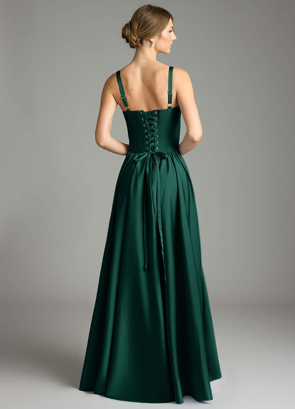 Azazie Evadina Emerald Stretch Satin Bridesmaid Dresses | Azazie CA
