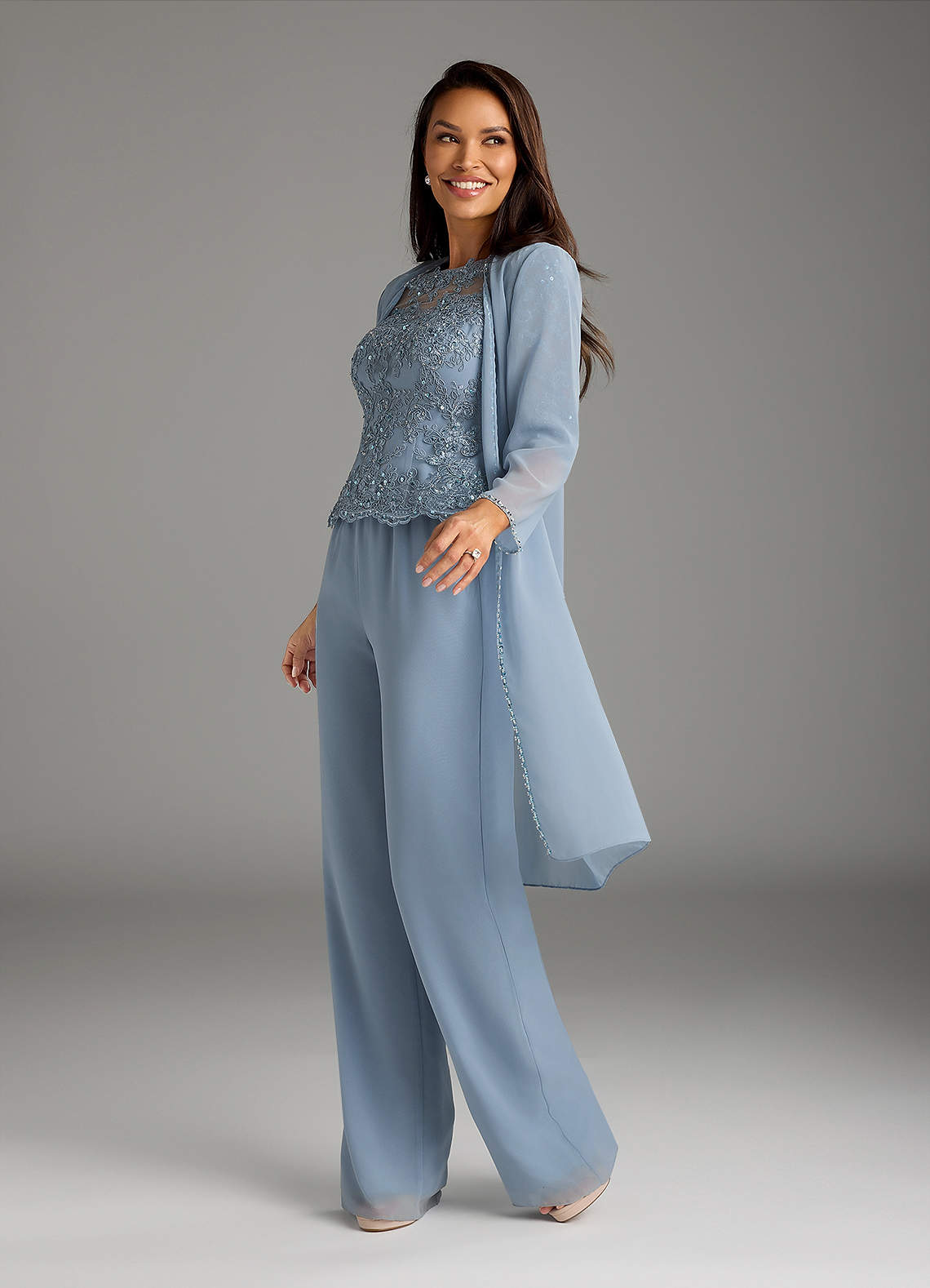 Dusty blue pantsuit online