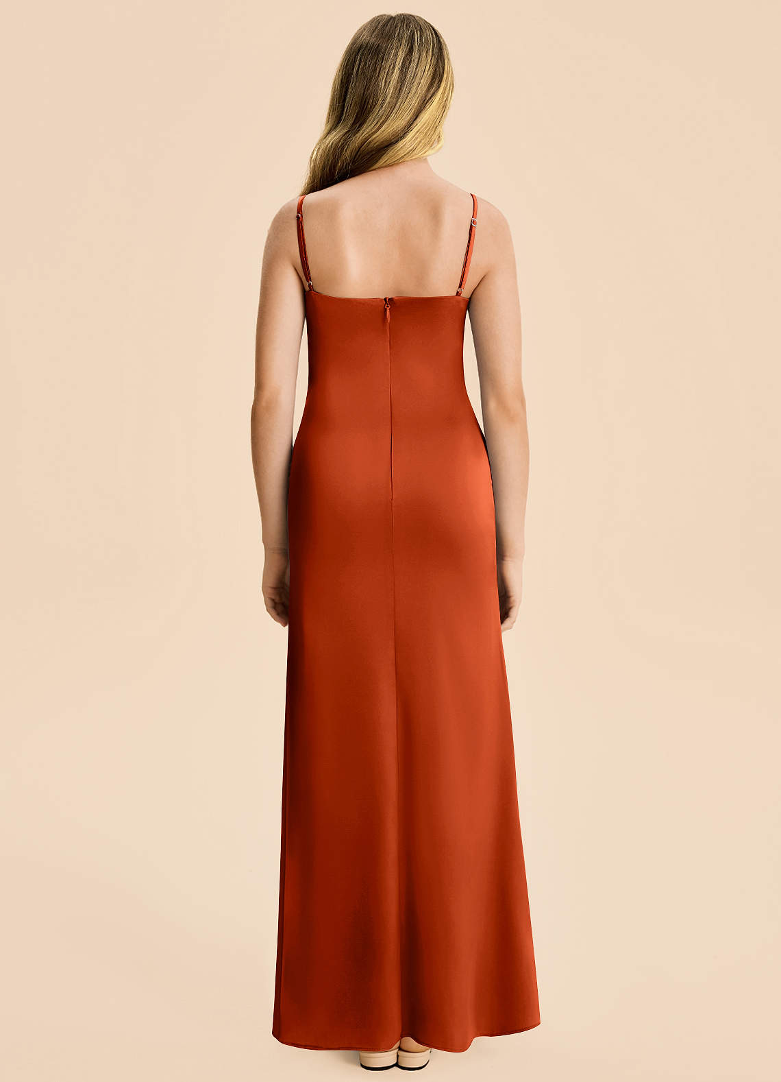 azazie paprika bridesmaid dress Azazie Rue Paprika Stretch Satin Bridesmaid Dresses