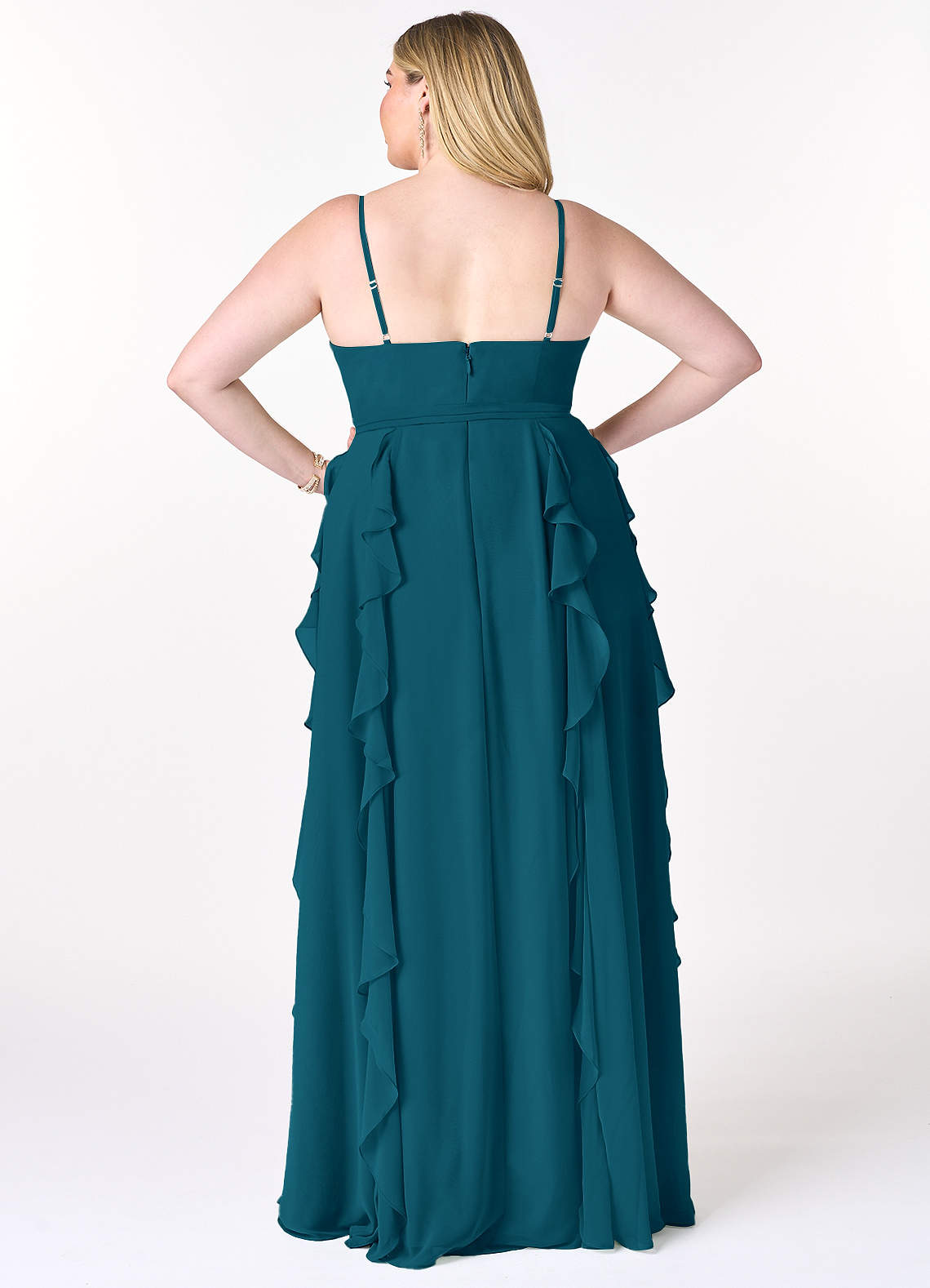 turquoise plus size bridesmaid dresses Blue Chiffon Bridesmaid Dress with Plunging V-Neck - Blue Bridesmaid Gown with Open Back - Multiple Color