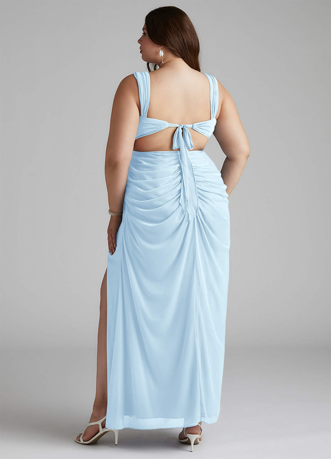 Azazie Jesaphine Bridesmaid Dresses Sky Blue Sheath Ruched Mesh Dress image9