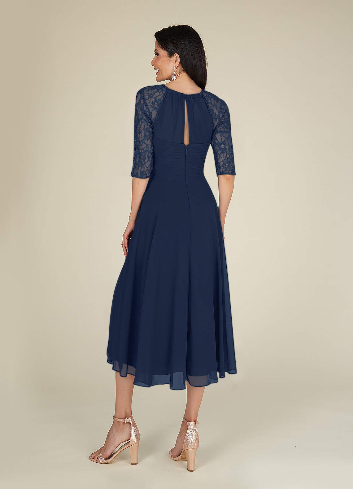 Tea-Length Chiffon Lace Dress Azalea main image 1
