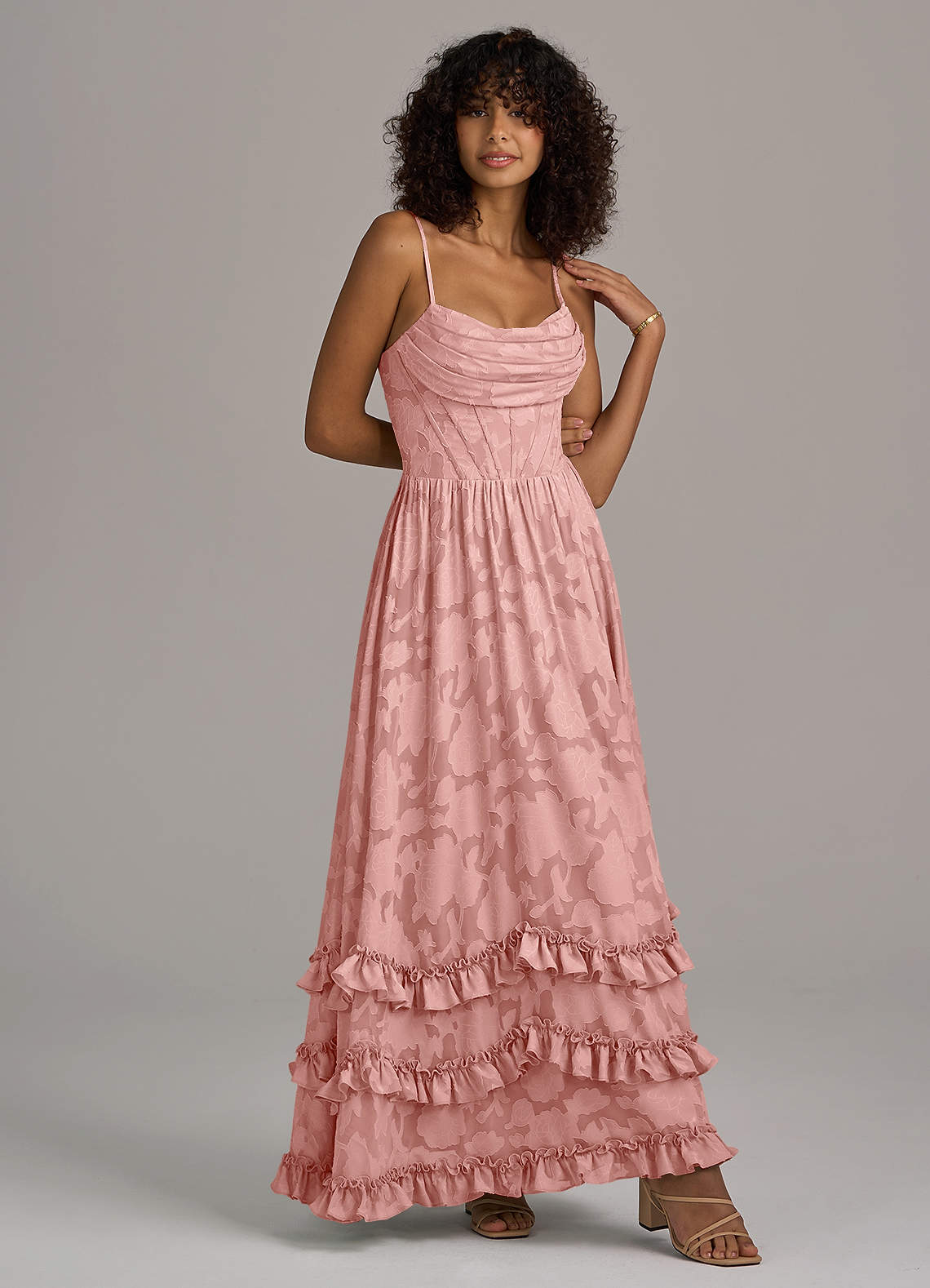 Azazie Lettie Rosette Floral Burnout Bridesmaid Dresses | Azazie