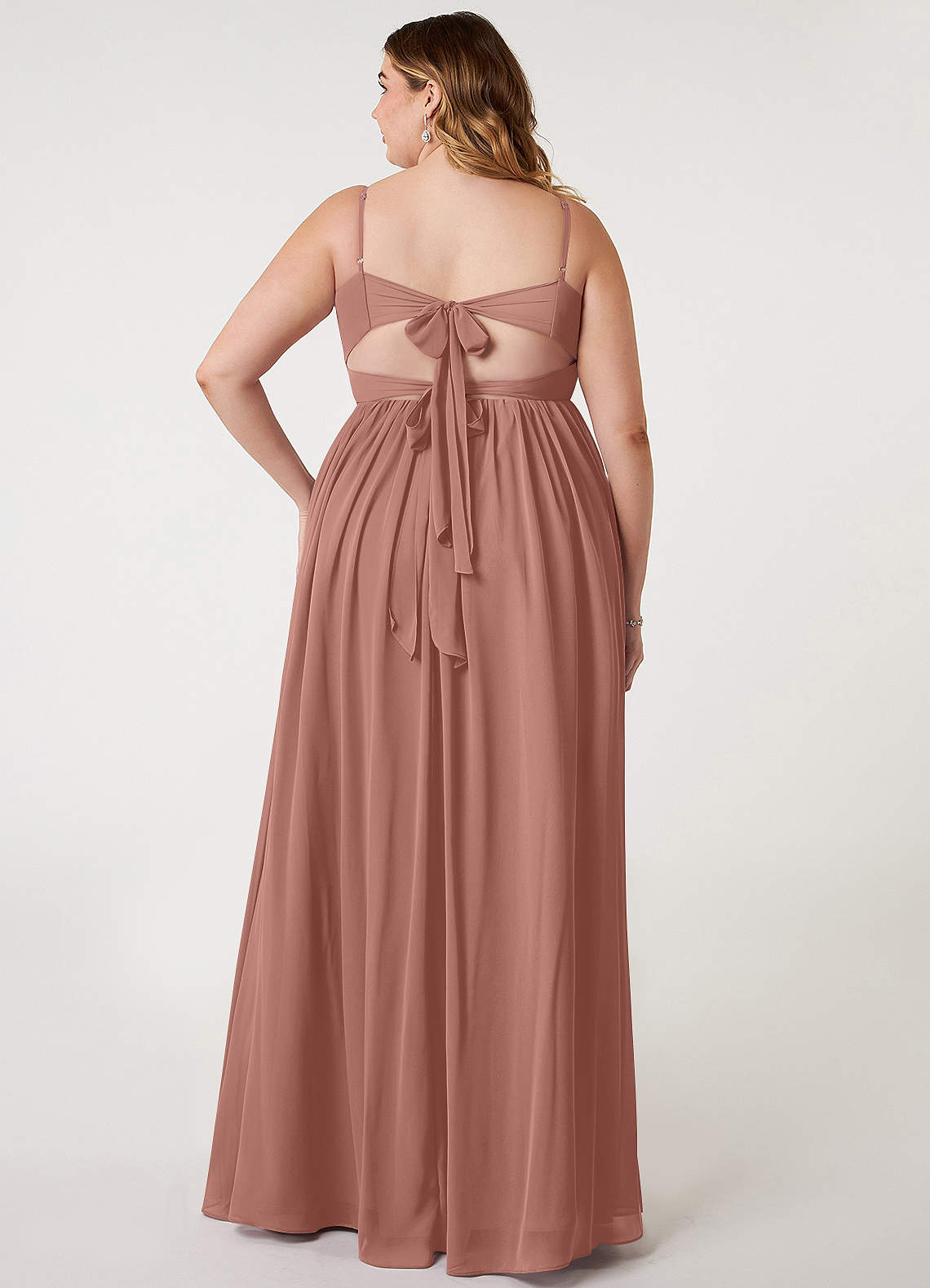 Azazie Zeya Bridesmaid Dresses Cedar Rose A-Line V-Neck Pleated Chiffon Dress image6