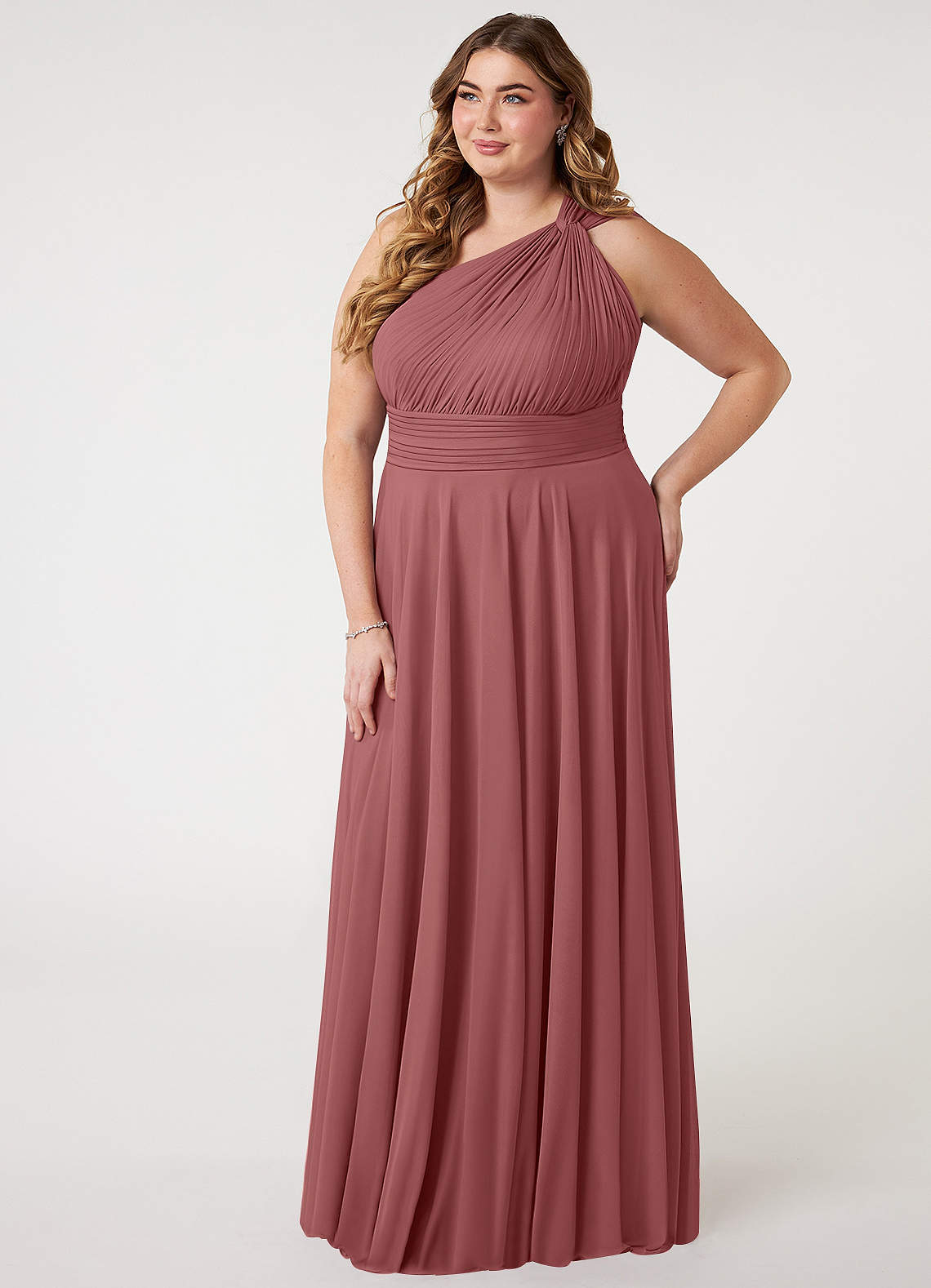 Azazie Charlize Jurken voor bruidsmeisjes Jurk van Mesh met A-Lijn One-Shoulder Amethist image7