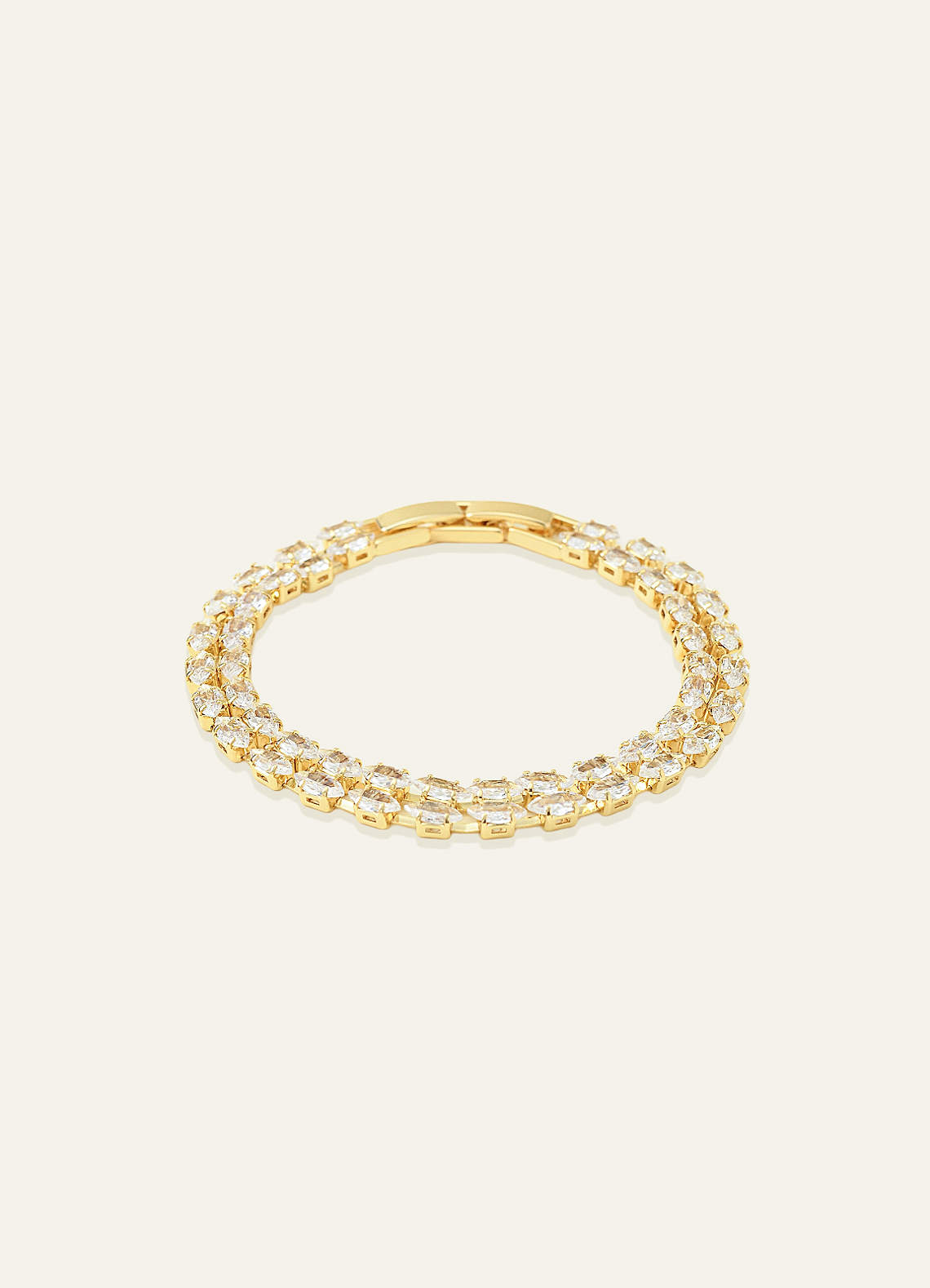 front Double Row Crystal Tennis Bracelet