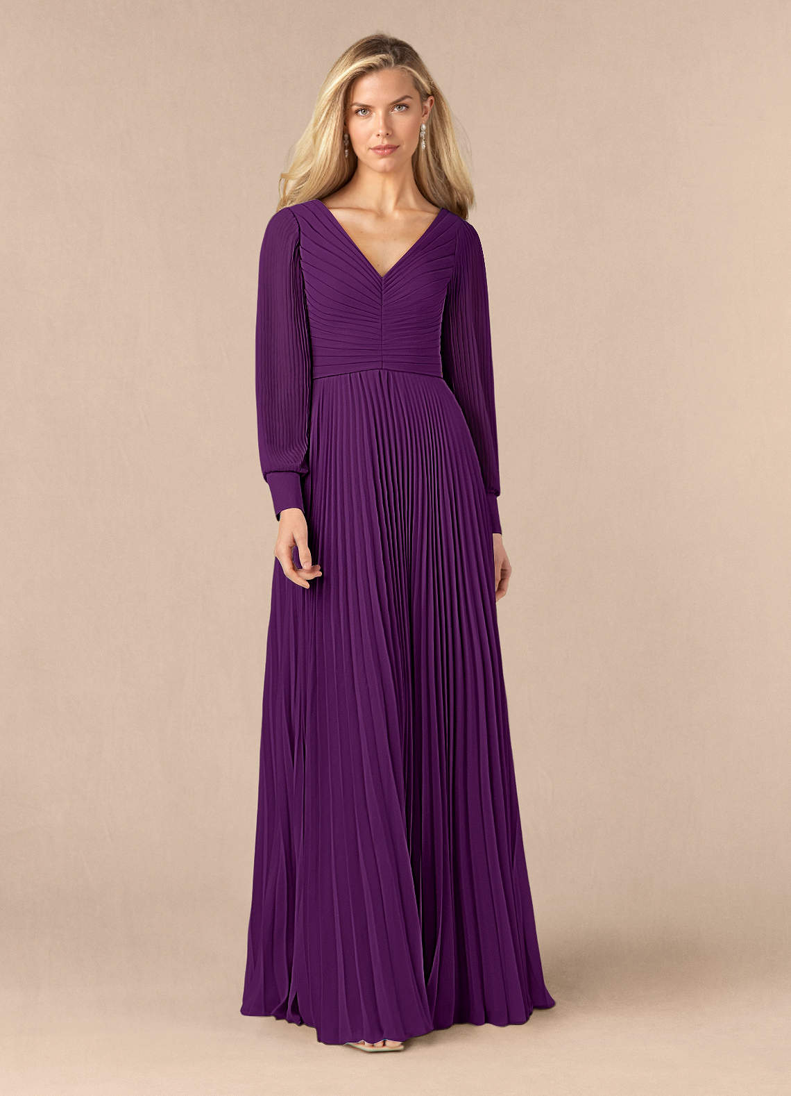 Azazie Zina Mother of the Bride Dresses Grape A-Line Pleated Chiffon Dress image1