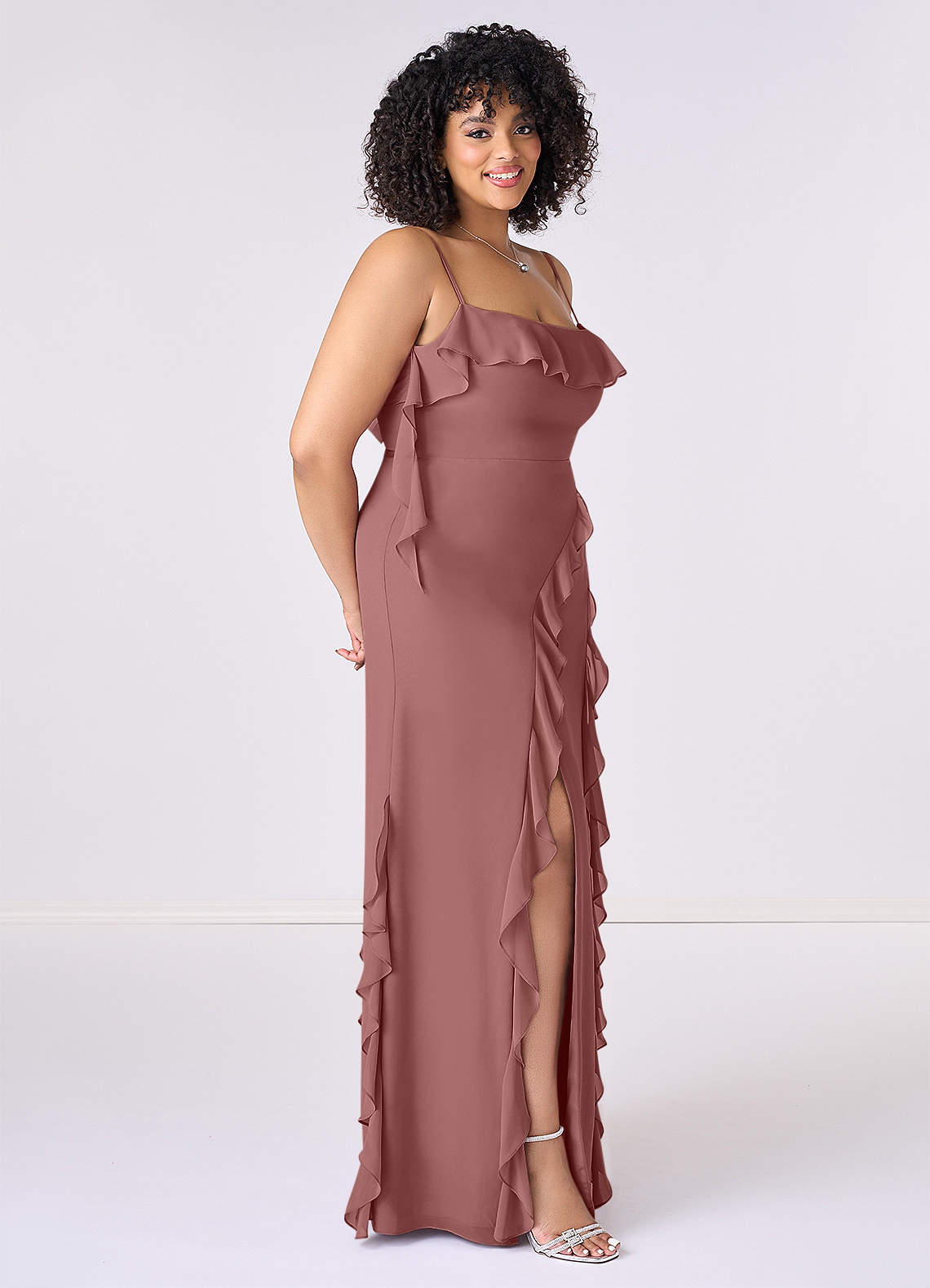 Barbie ♥ Azazie Bridesmaid Dresses Desert Rose Sheath Bow Chiffon Dress image8