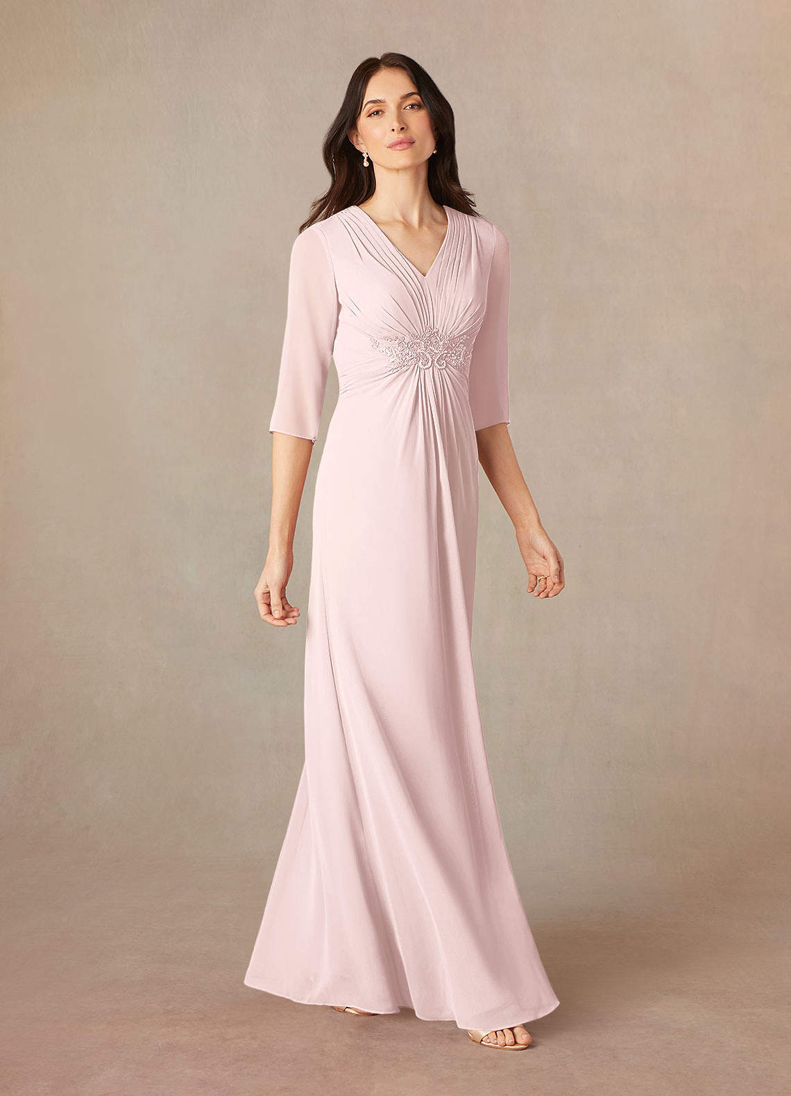 a line dress yessica Azazie Yessica Blushing Pink A-Line Sequins Chiffon Dress