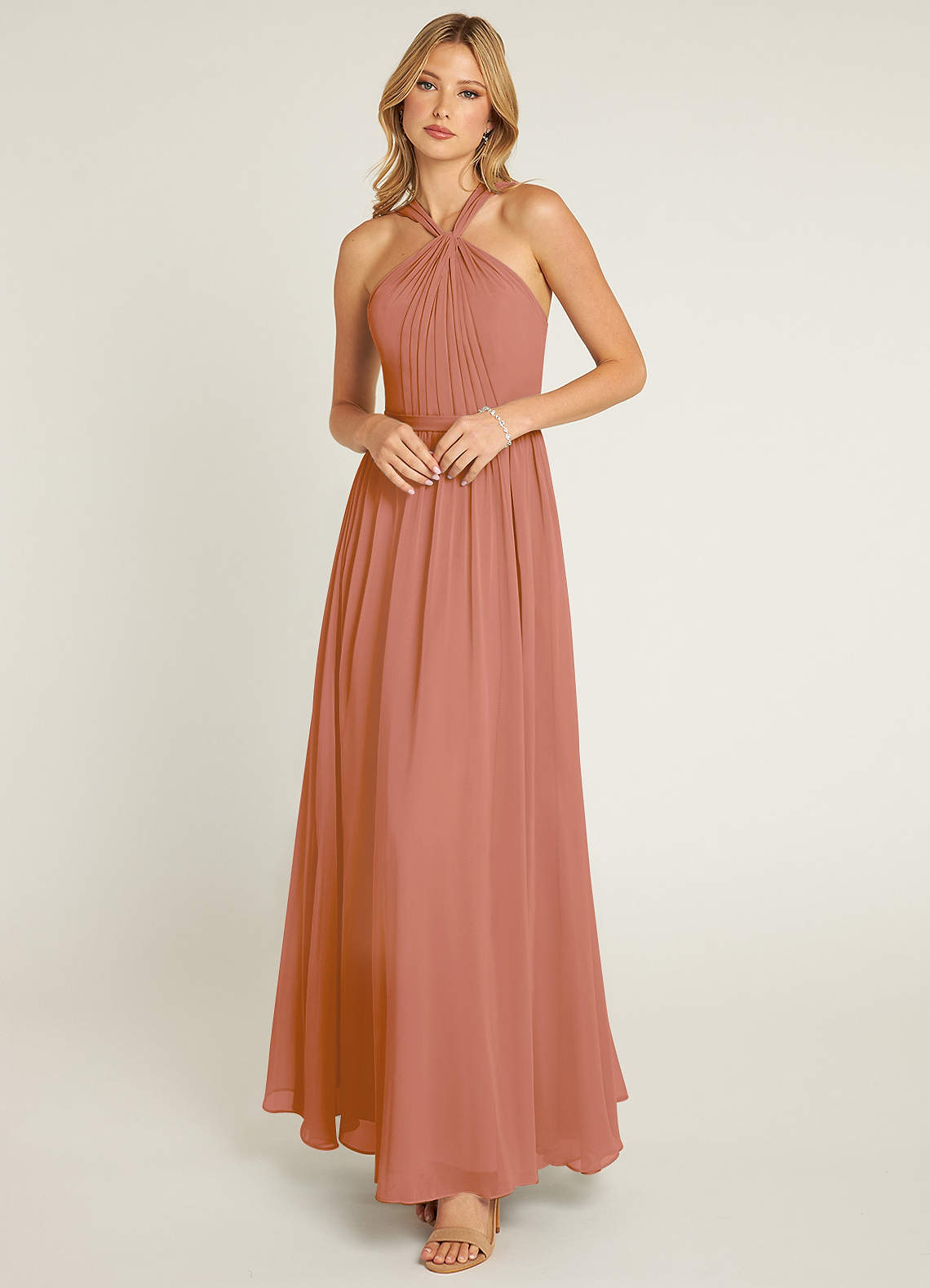 Azazie Jacey Brautjungfernkleider A-Linie Plissee Chiffon Kleid Mai Tai image1