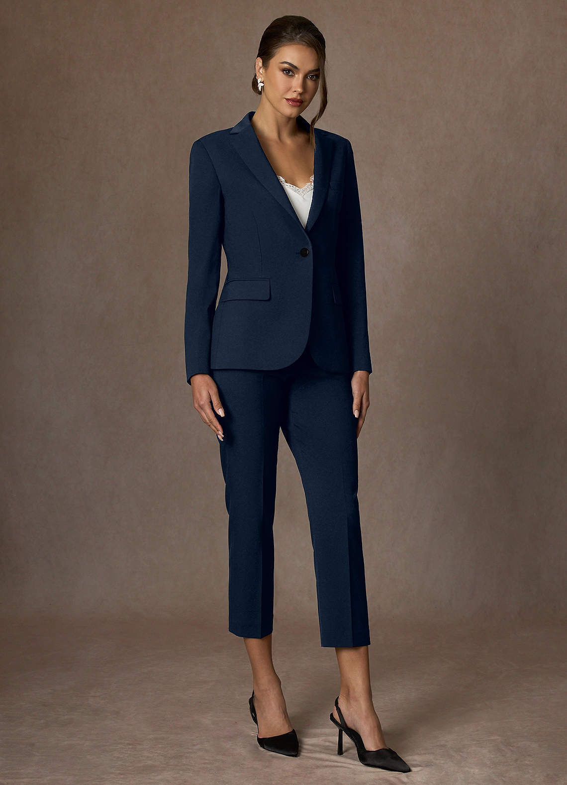 front Kennedy Dark Navy Structured Stretch Dress Pants