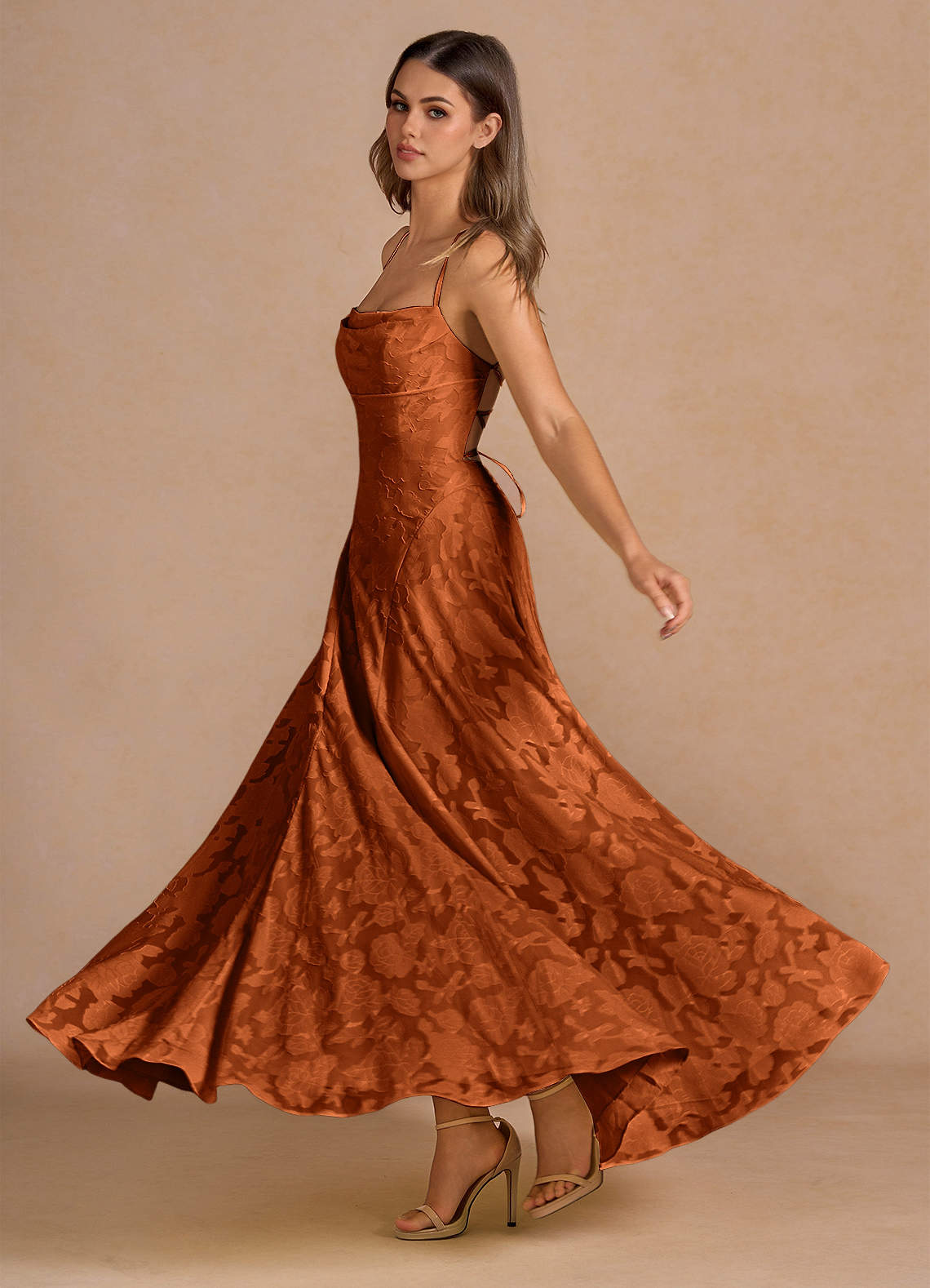 Irelia Rust Maxi Dress | Azazie CA