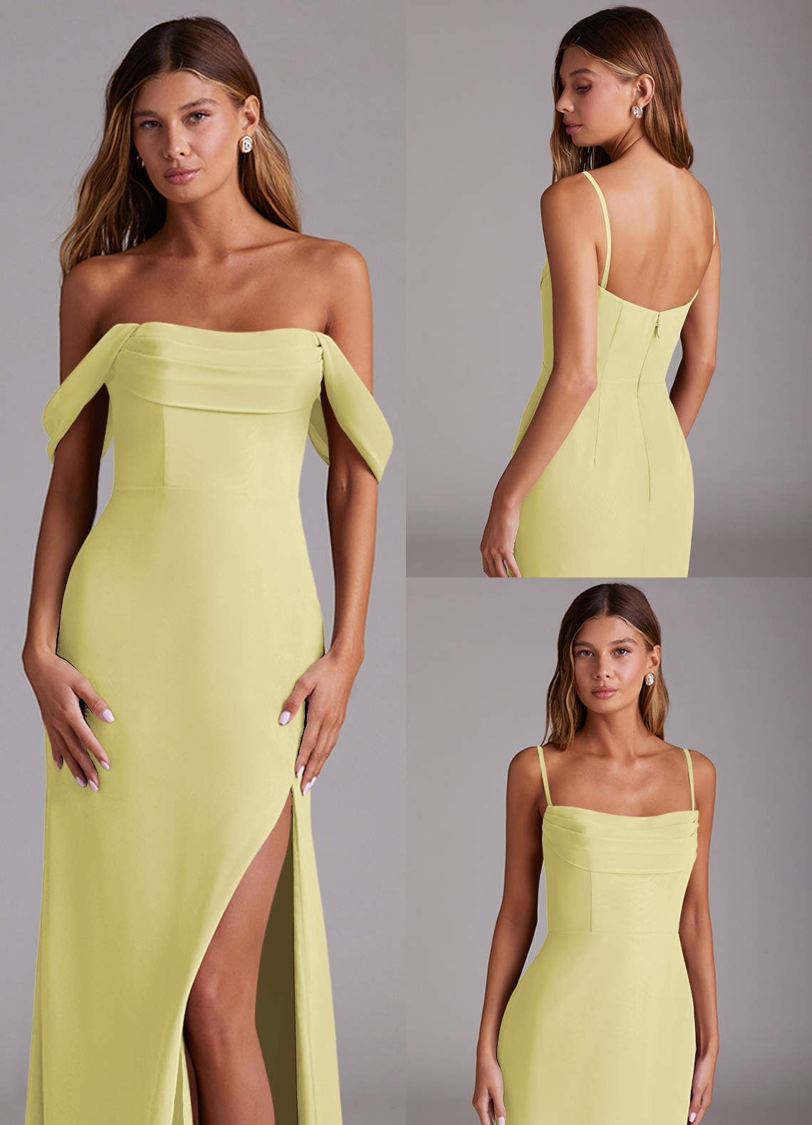 Azazie Saige Bridesmaid Dresses Lemon Sorbet A-Line Off the Shoulder Chiffon Convertible Dress image9