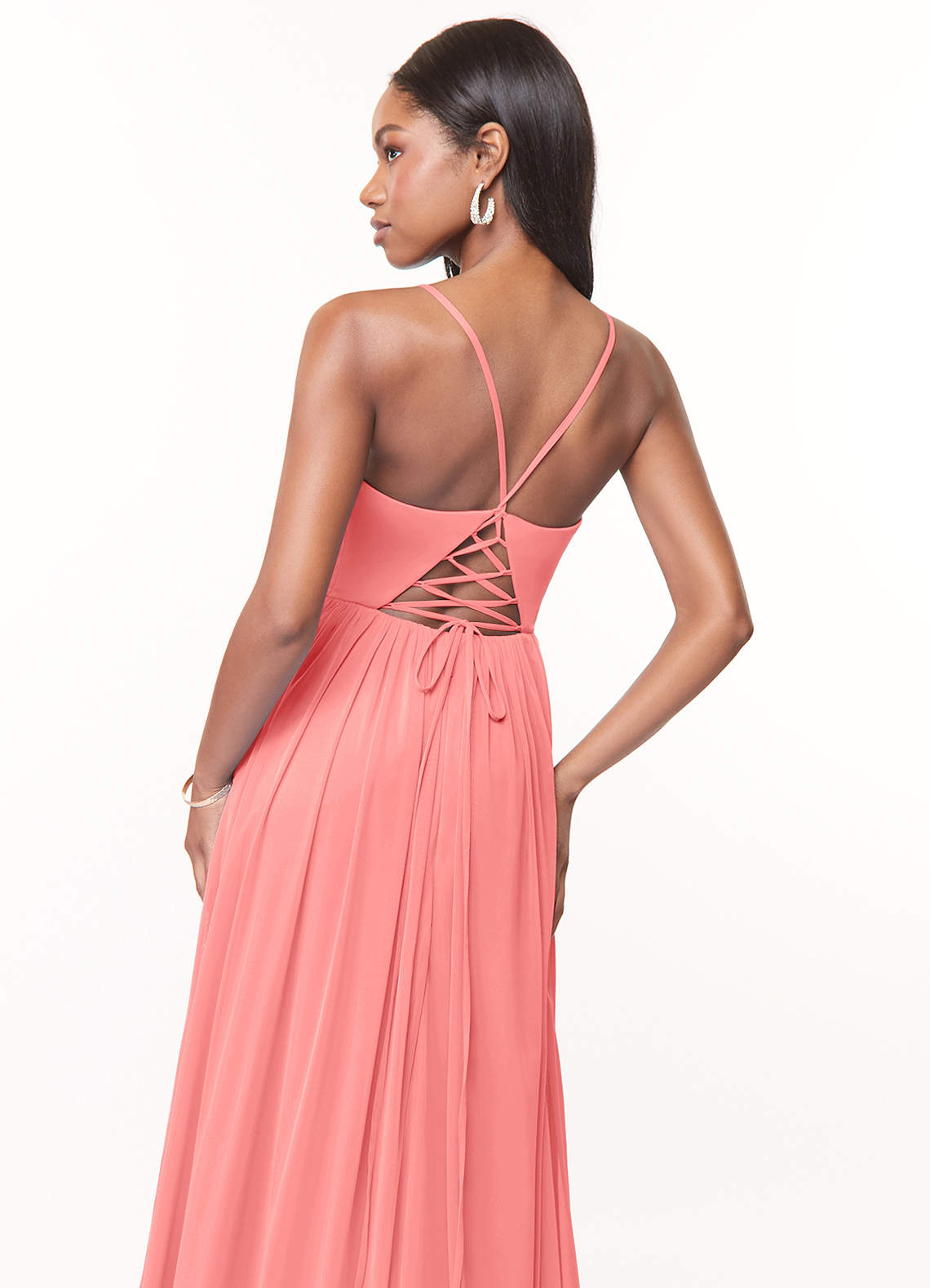 coral mesh dress Prom Long Beaded Mesh Mermaid Dress