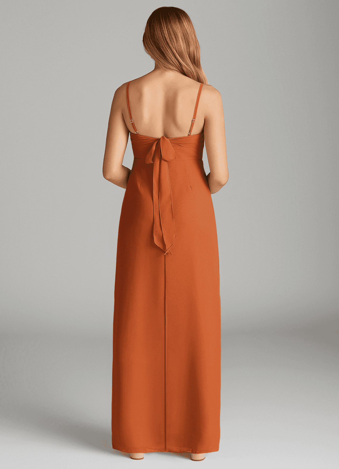 Azazie Mai Junior Vestido Canela de Chiffon de Bainha com Plissado image1