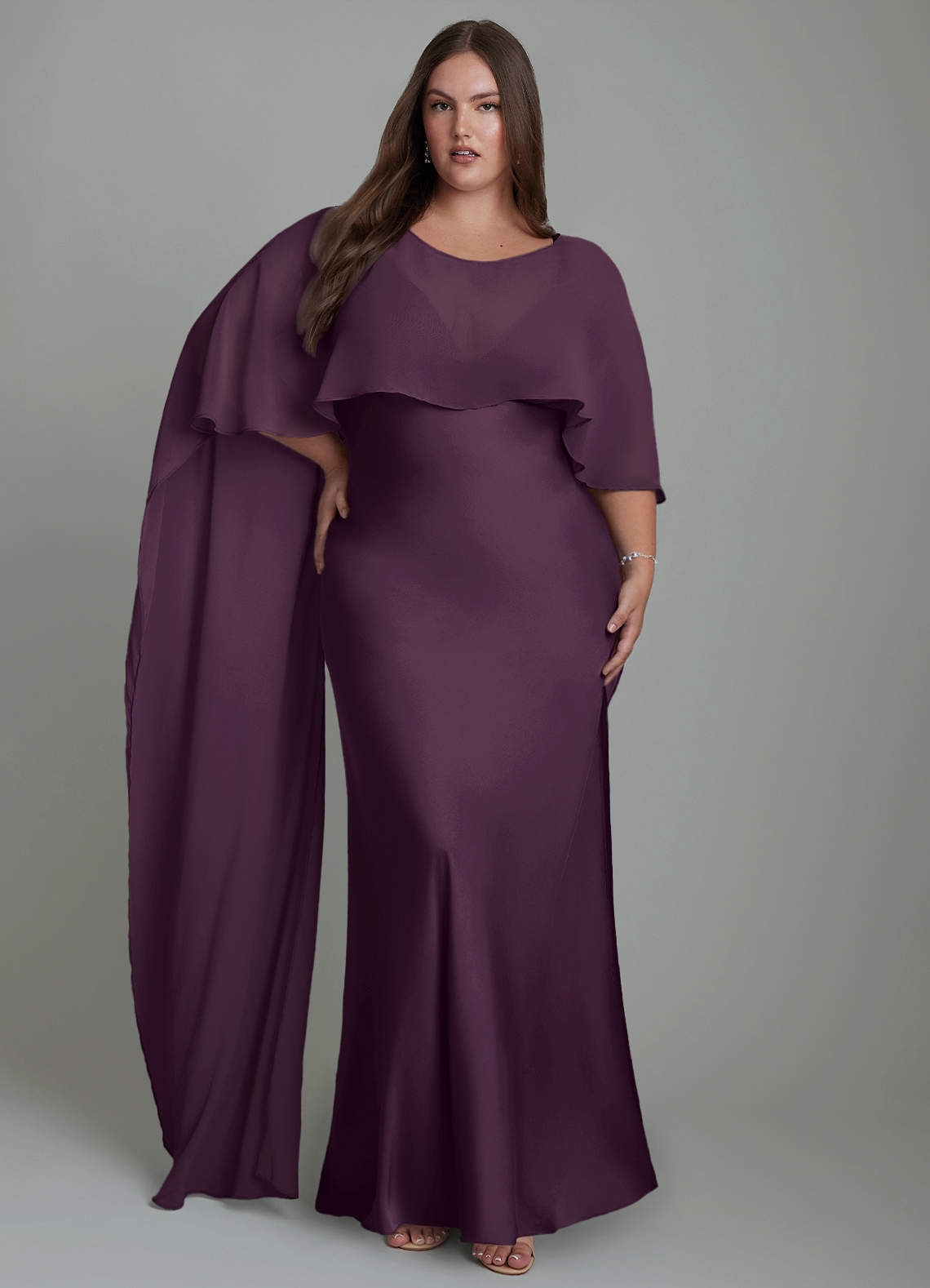 Azazie Stefania Bridesmaid Dresses Plum A-Line Stretch Satin Dress image8