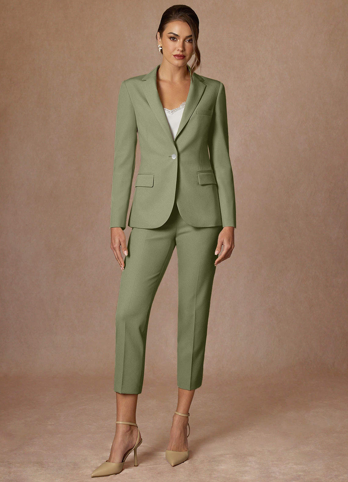 front Kennedy Pistachio Structured Stretch Blazer