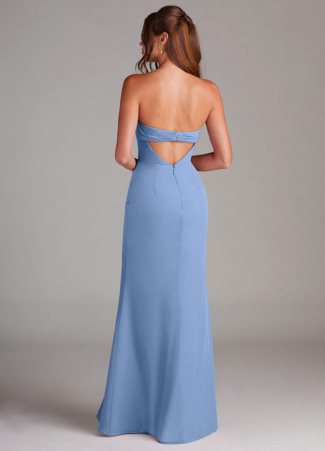 Azazie Leonis Bridesmaid Dresses Steel Blue Sheath Strapless Chiffon Convertible Dress image4