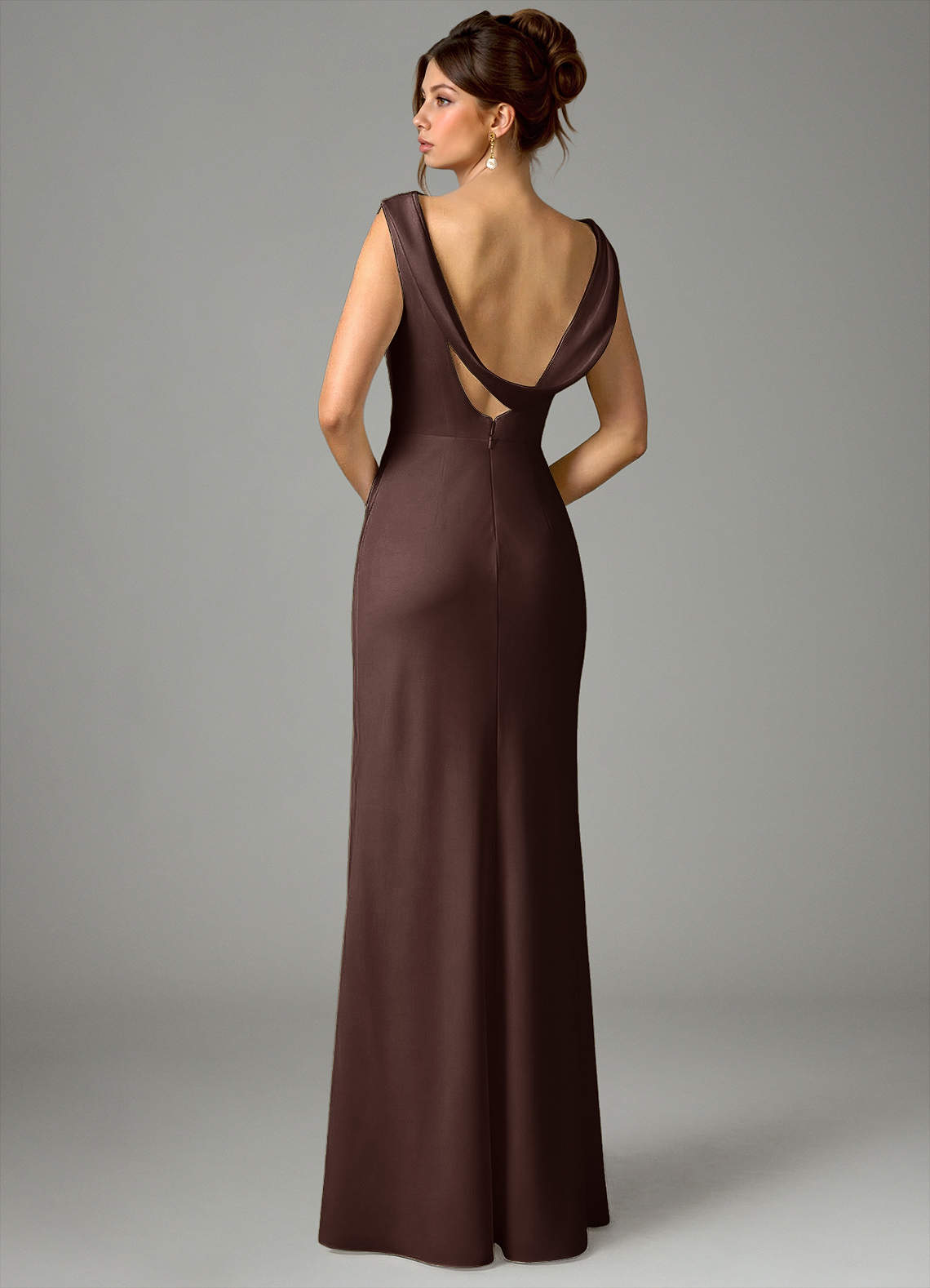 Azazie Kieryn Bridesmaid Dresses Ganache Mermaid Pleated Stretch Satin Dress image5