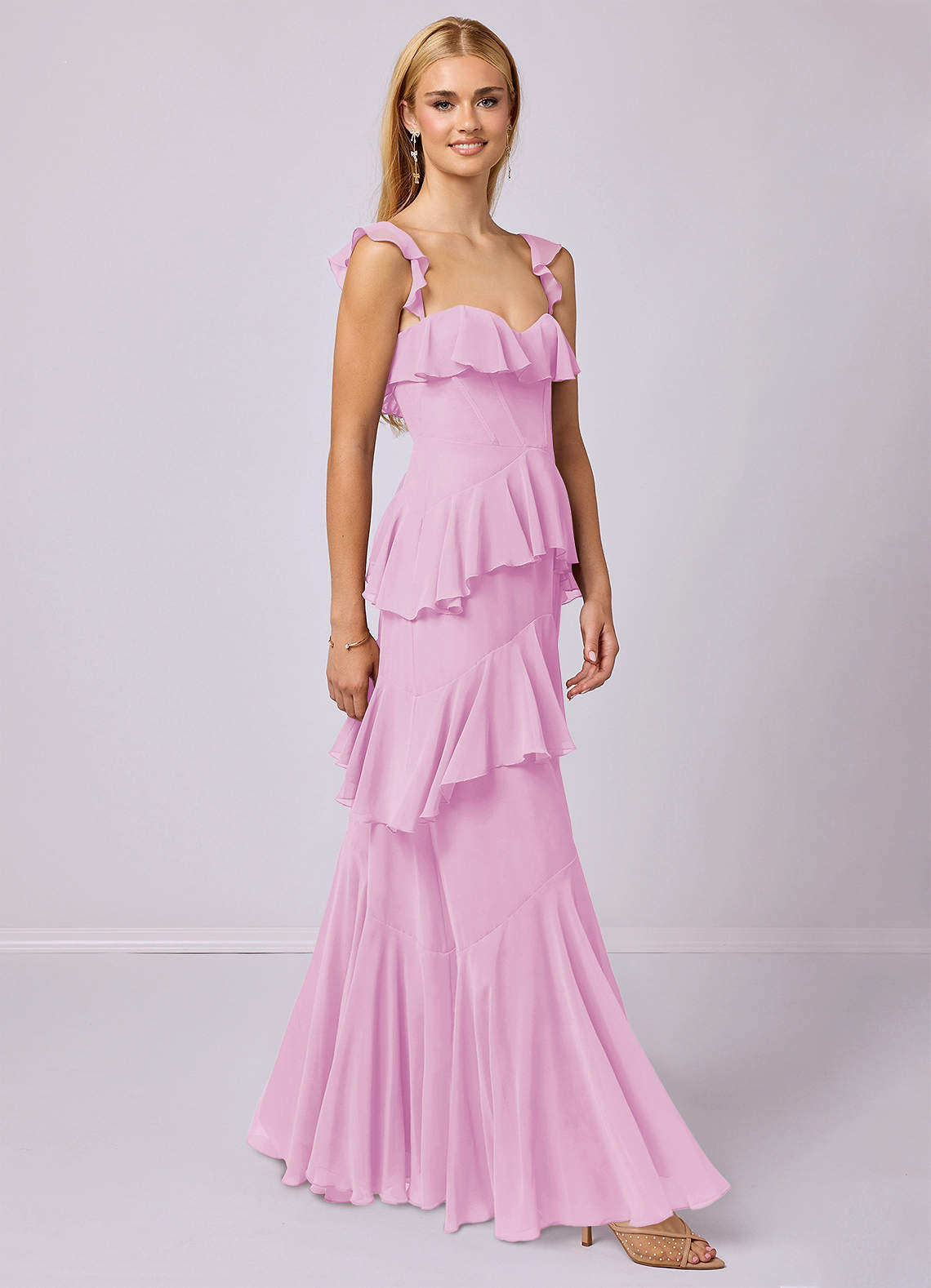 Barbie ♥ Azazie Bridesmaid Dresses Candy Pink A-Line Sweetheart Neckline Chiffon Dress image3