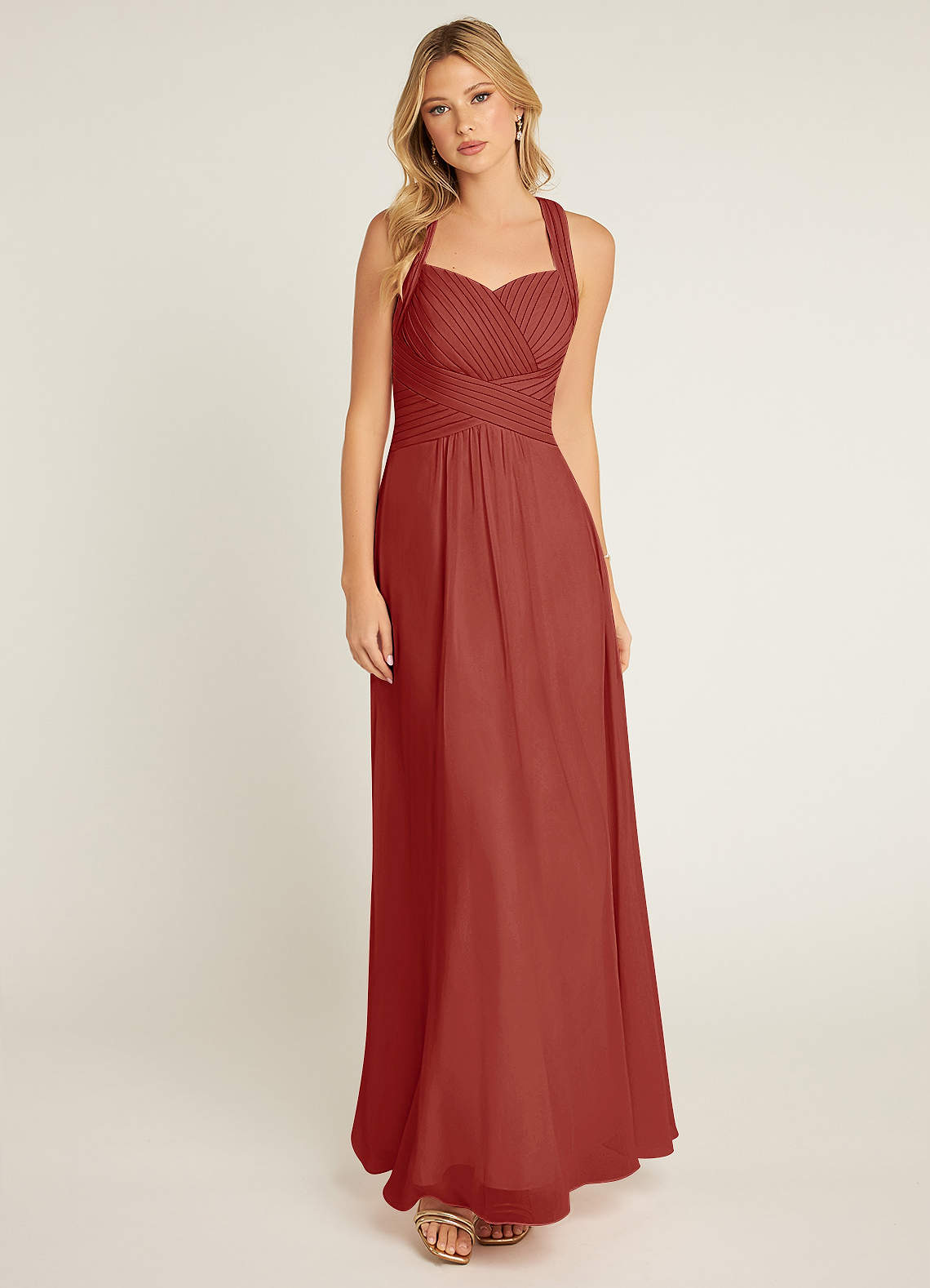 Azazie Claudia Bridesmaid Dresses Terracotta A-Line Sweetheart Neckline Chiffon Dress image1