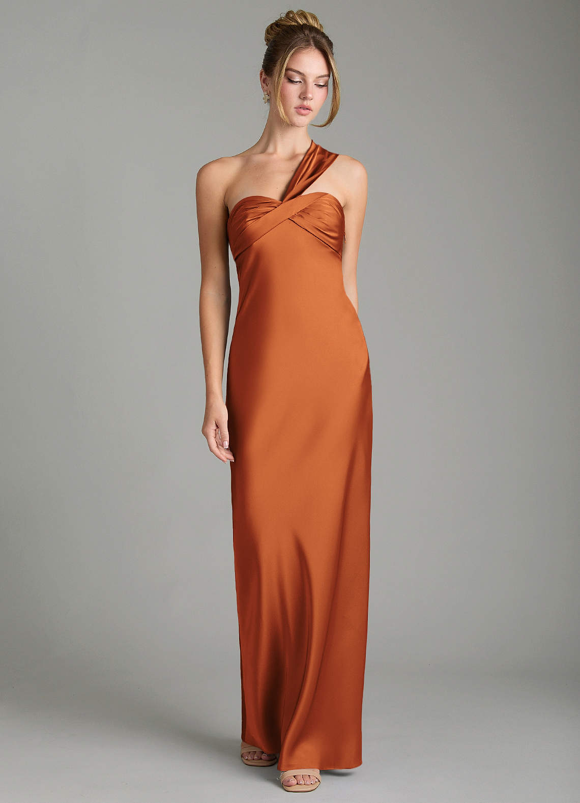 cinnamon bridesmaid dresses satin Cinnamon Satin Bridesmaid Dresses Overall Pleating