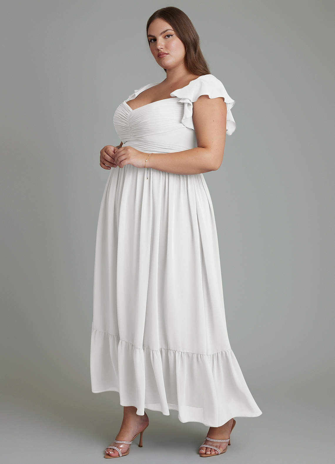 Azazie Anaya Bridesmaid Dresses White A-Line Sweetheart Neckline Chiffon Dress image9