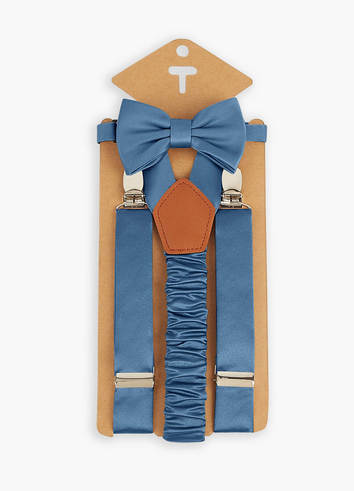 front Boy's Matching Matte Satin Bow Tie & Suspenders Set