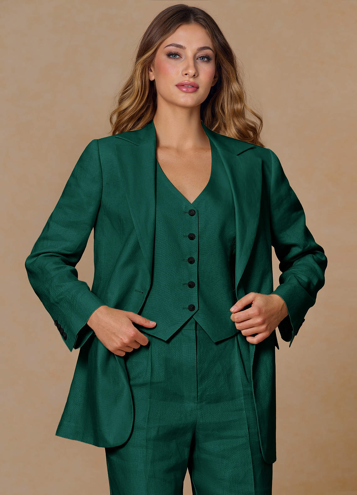 front Belicia Esmeralda Blazer 100% lino