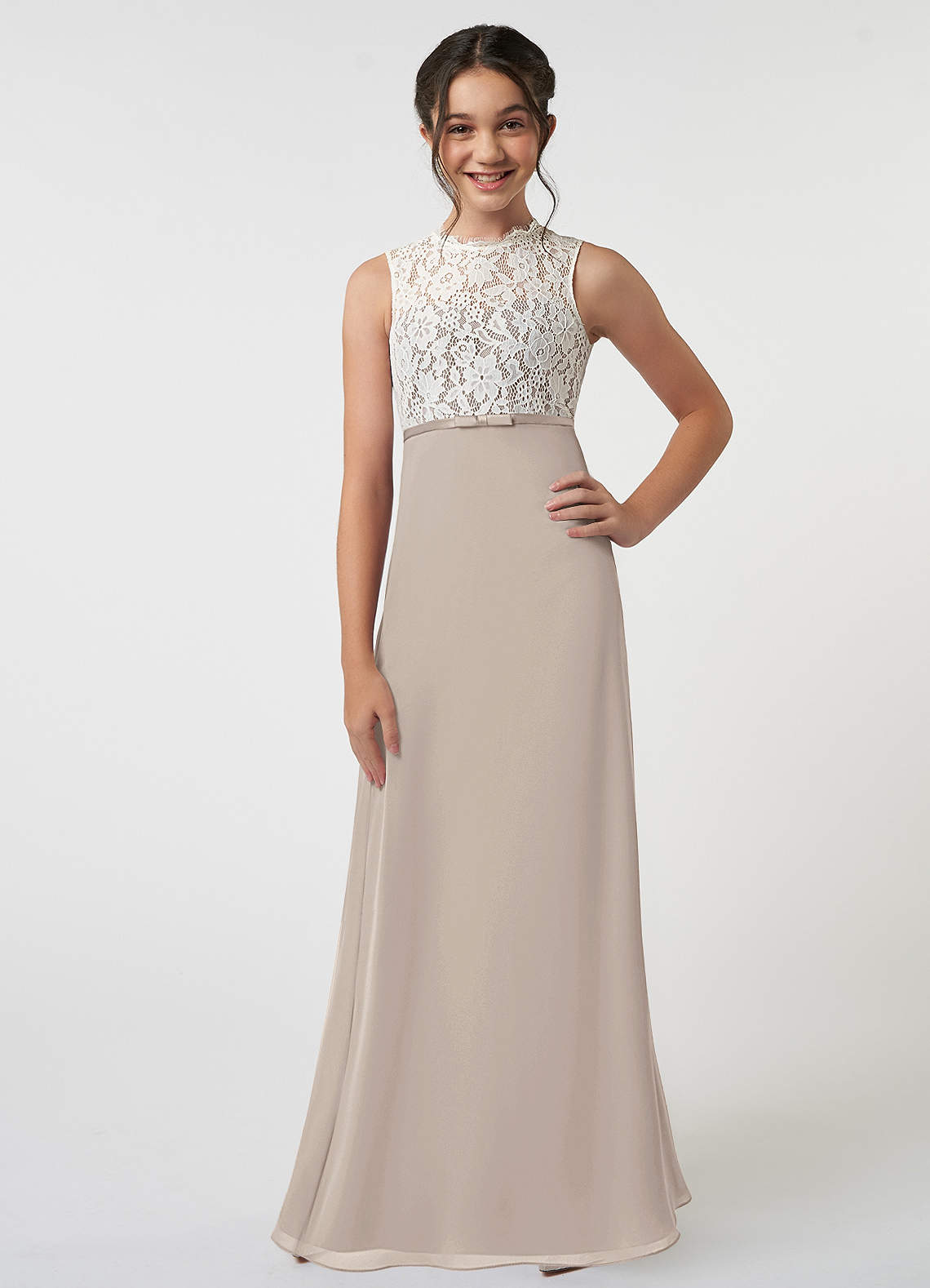 Azazie Rana Junior Frost A-Line Lace Chiffon Dress image1