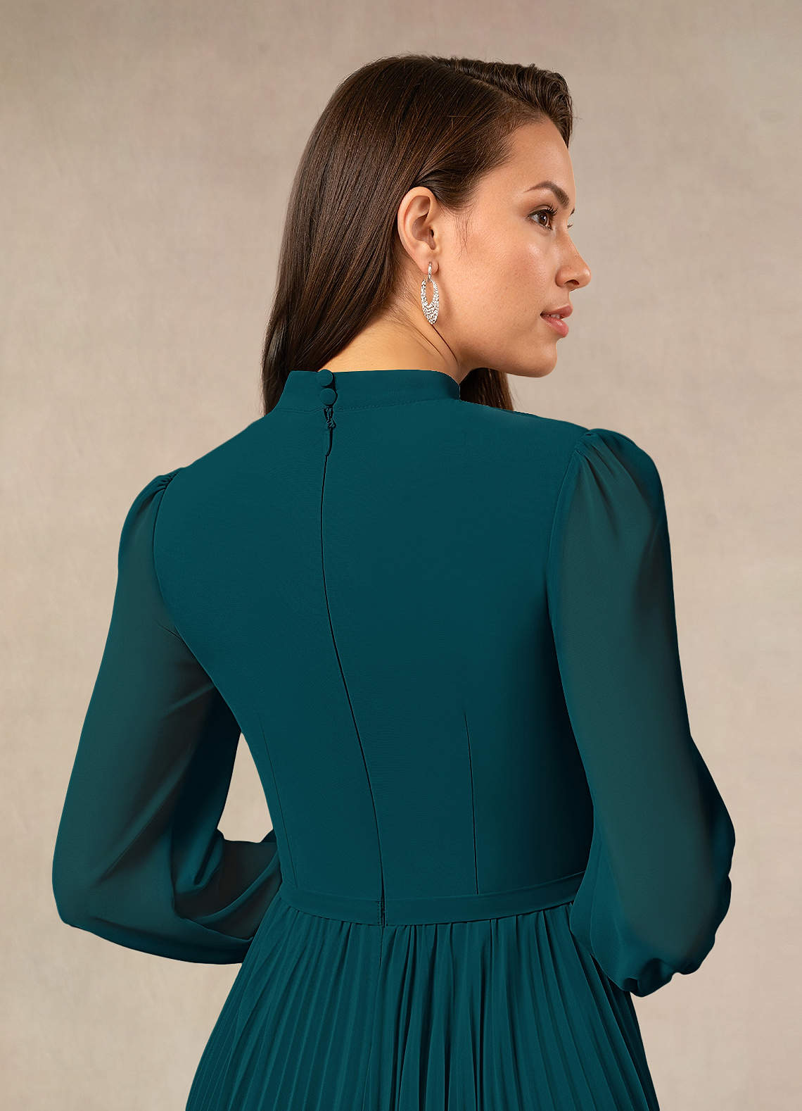 Azazie Adellah Mother of the Bride Dresses Pine A-Line Pleated Chiffon Dress image3