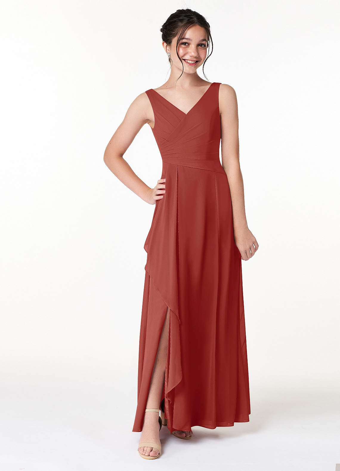 Surplice ruched chiffon clearance gown