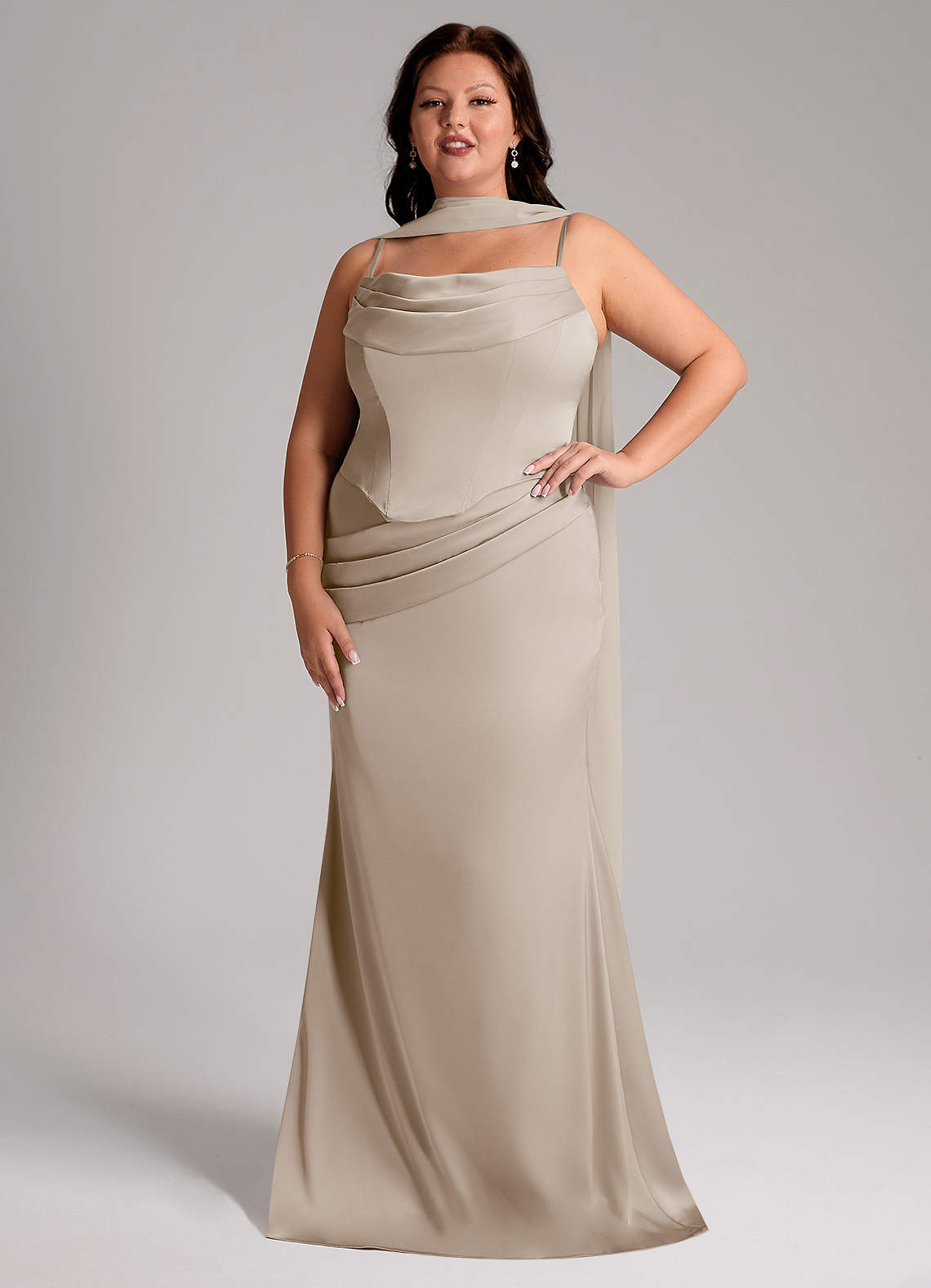 Azazie Sorrel Bridesmaid Dresses Frost Mermaid Strapless Stretch Satin Convertible Dress image1