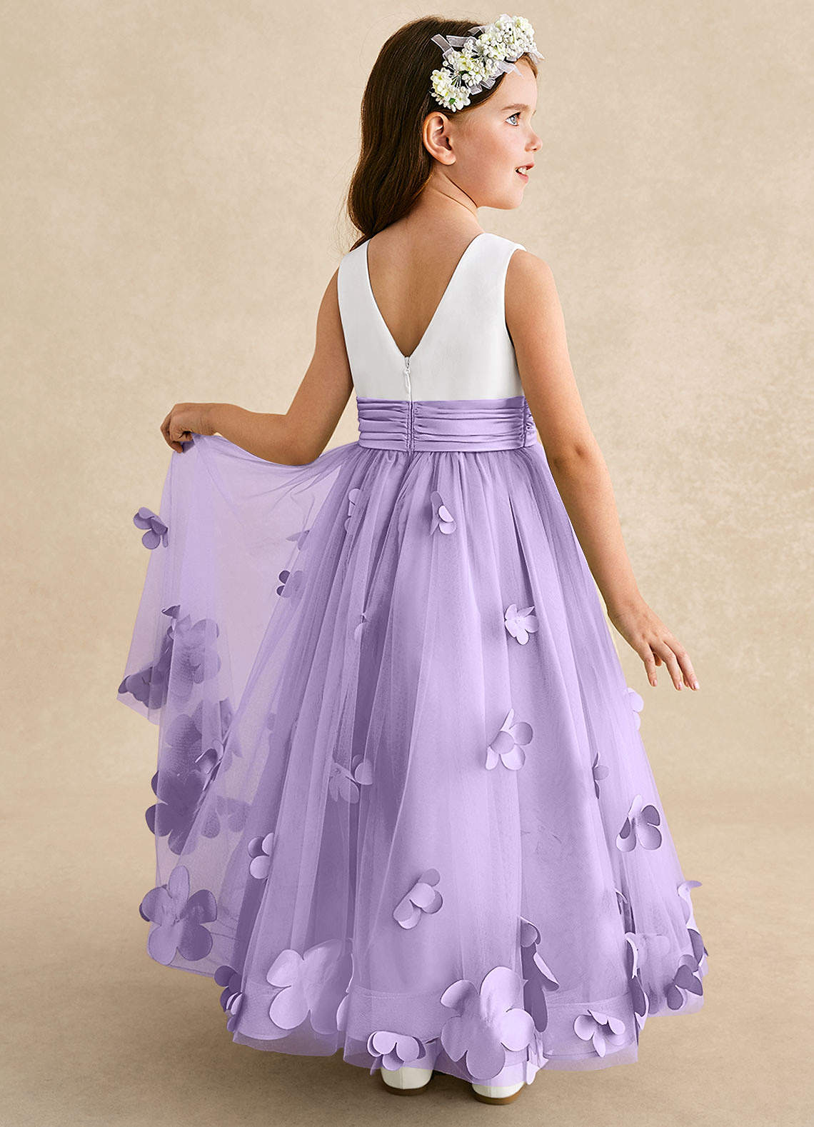 Tul Bordado Vestidos De Damas Para Boda Color Lila Azazie Vi