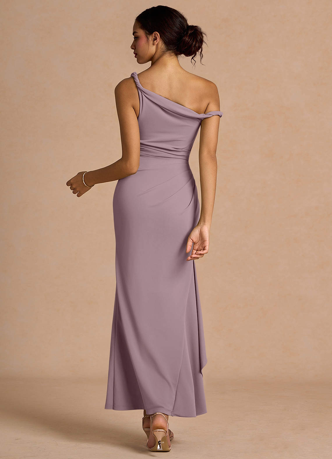 purple pastel bridesmaid dresses KissProm V-Neck Blouson A-Line Chiffon Dress in Lavender, Lavender / 28 DPD etc Lilac Bridesmaid Modest Mauve Bridesmaid