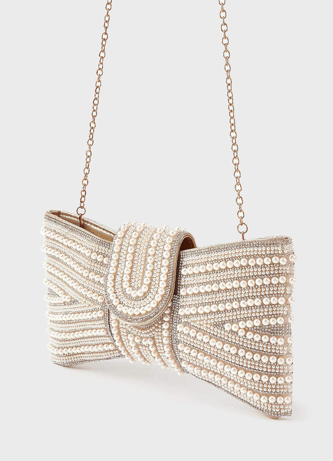 front Beaded Bowtie Clutch